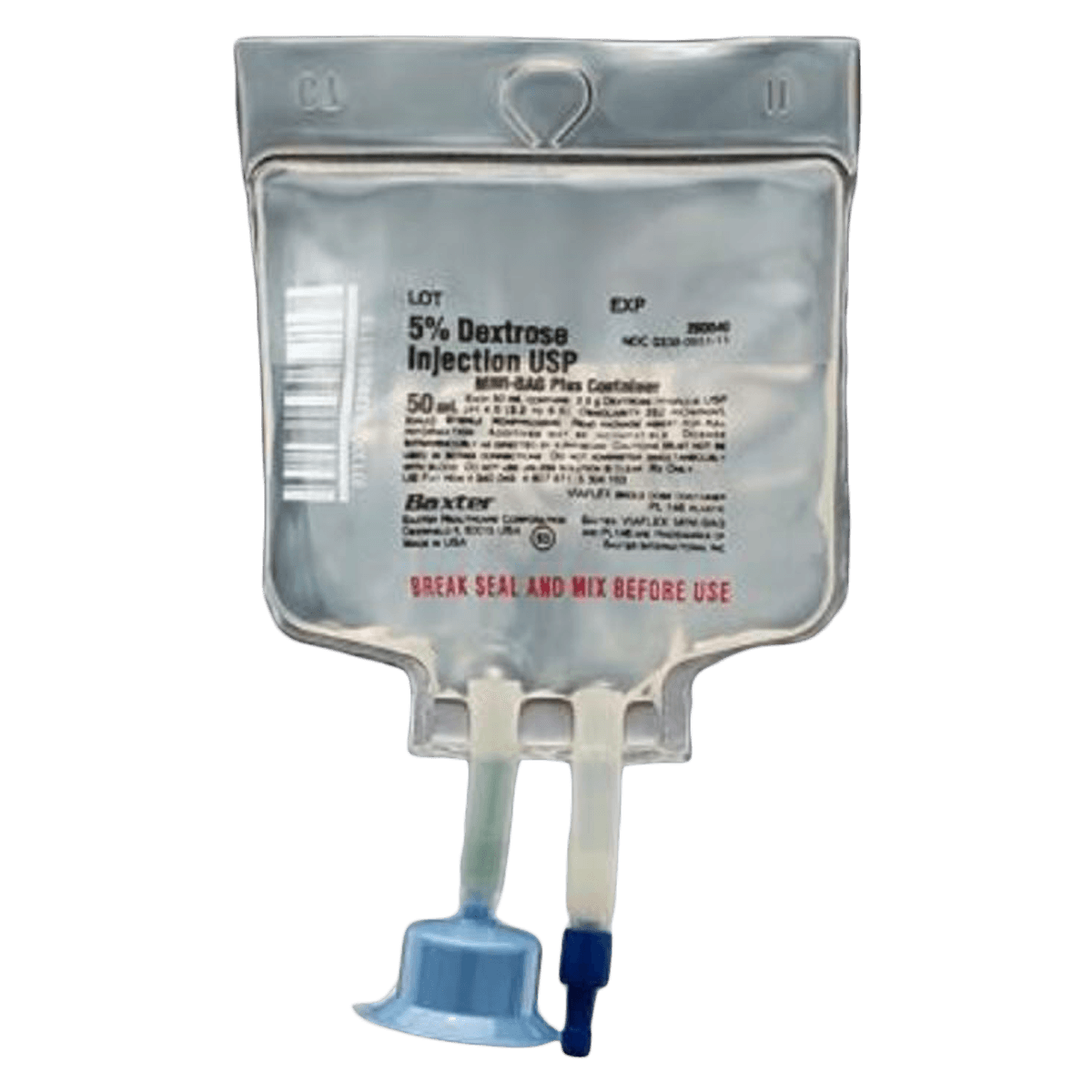 Dextrose 5% Mini-Bag Quad Pack, 50mL, Viaflex Plastic Container, USP, Sterile, 80/Case, 01KT0J07RX350Y7AK0JQMXZ10E - Dextrose 5% Mini-Bag Quad Pack - Image 1