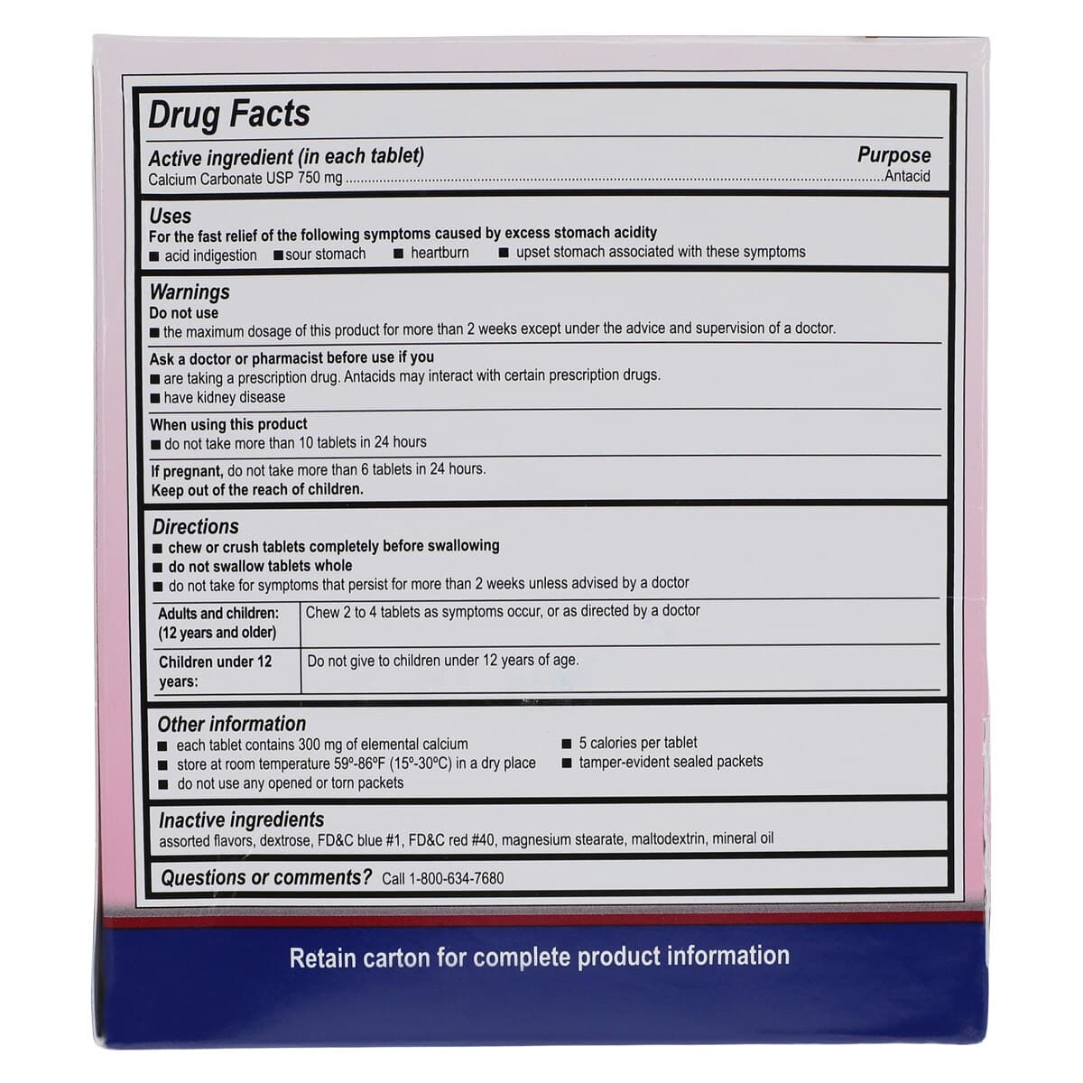 Medique Ban-Acid Antacid Tablets, Max Strength, 750 mg, Berry, 150 Tablets (75 x 2)/Box thumbnail 6