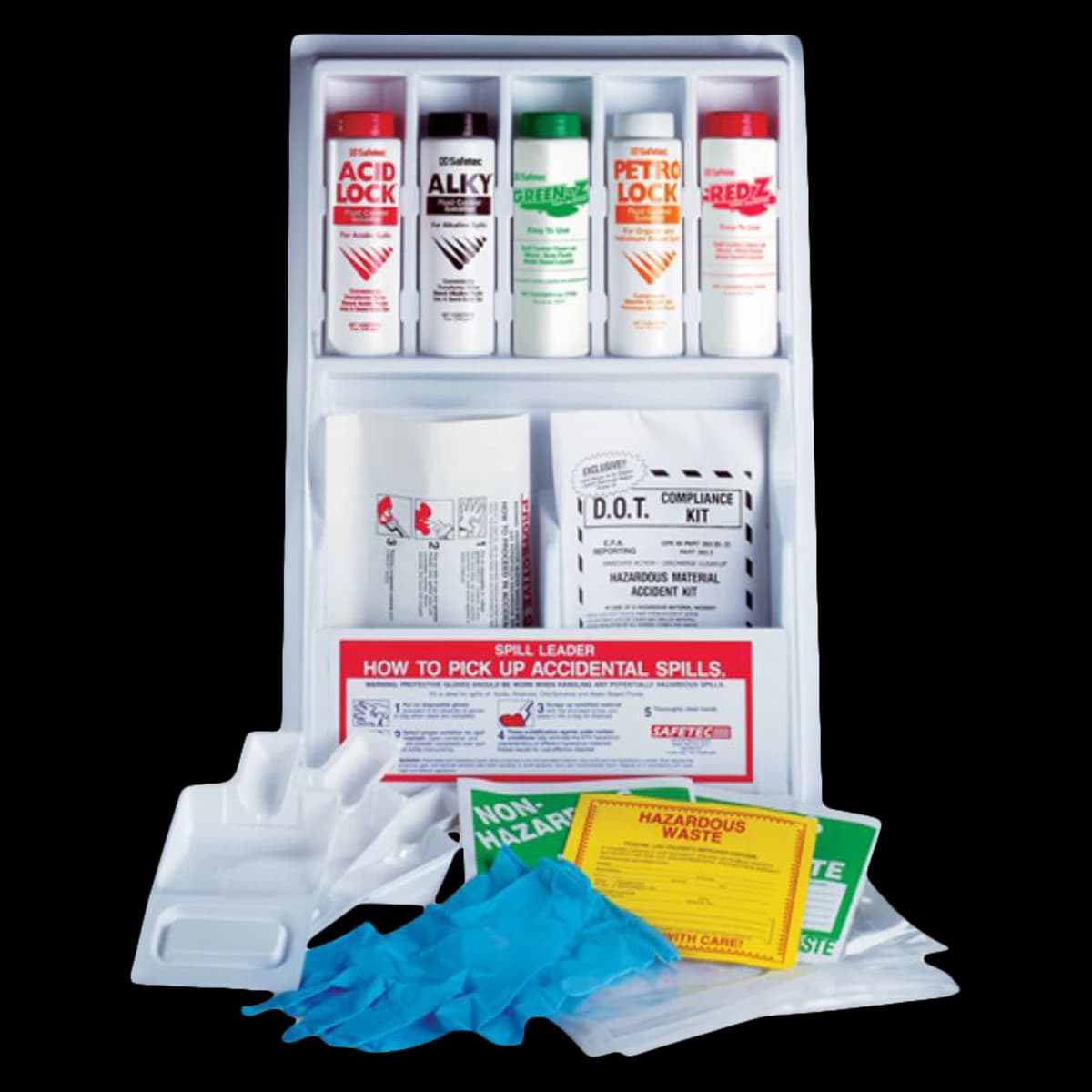 Safetec Spill Leader Kit, Infection Control Spill Kit with Gloves, Red Z, Green-Z, Acid Lock, and Alky Solidifiers, Each - Spill Leader Kit - Image 1