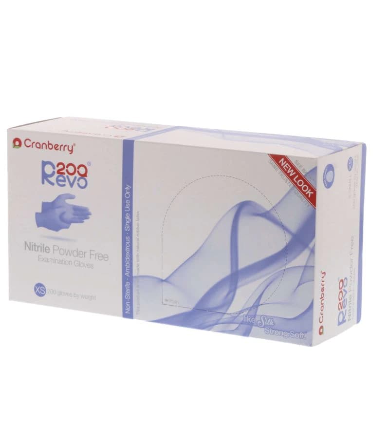 Cranberry Revo200® Nitrile Exam Gloves, Powder Free, Latex Free, Extra Small, Dark Blue, 200/Box, CR3205 thumbnail 2