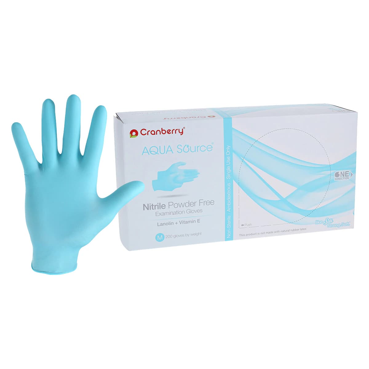 Cranberry Aqua Source® Nitrile Exam Gloves, Powder Free, Non-Sterile, Medium, Aqua, 200/Box, CR3447 - Cranberry Aqua Source® Nitrile Exam Gloves – Powder Free, 200/Box - Medium - Image 1