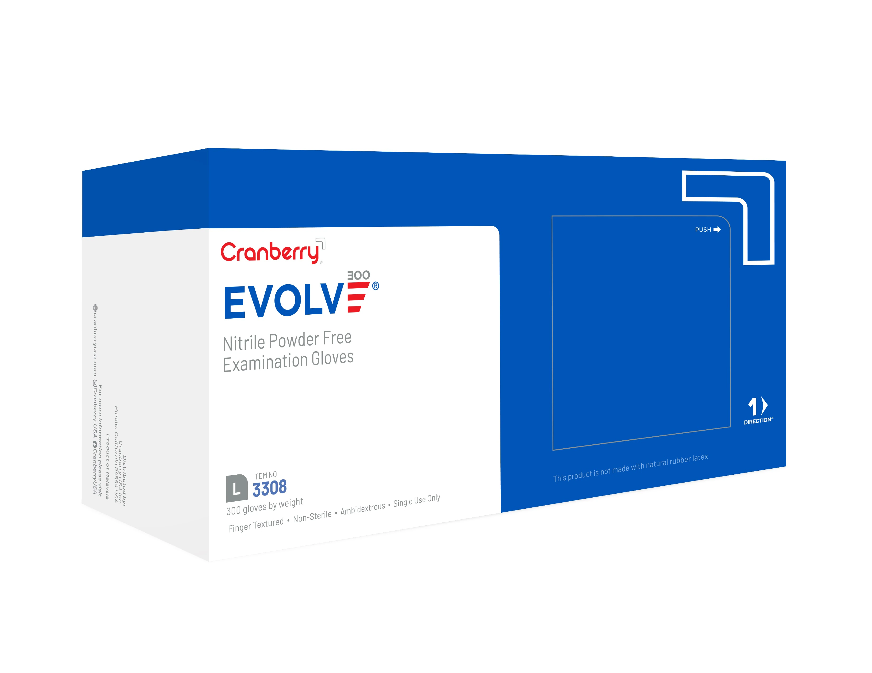 Cranberry Evolve 300 Nitrile Exam Gloves, Powder-Free, Non-Sterile, Large, Royal Blue, 300/Box, CR3308 thumbnail 4