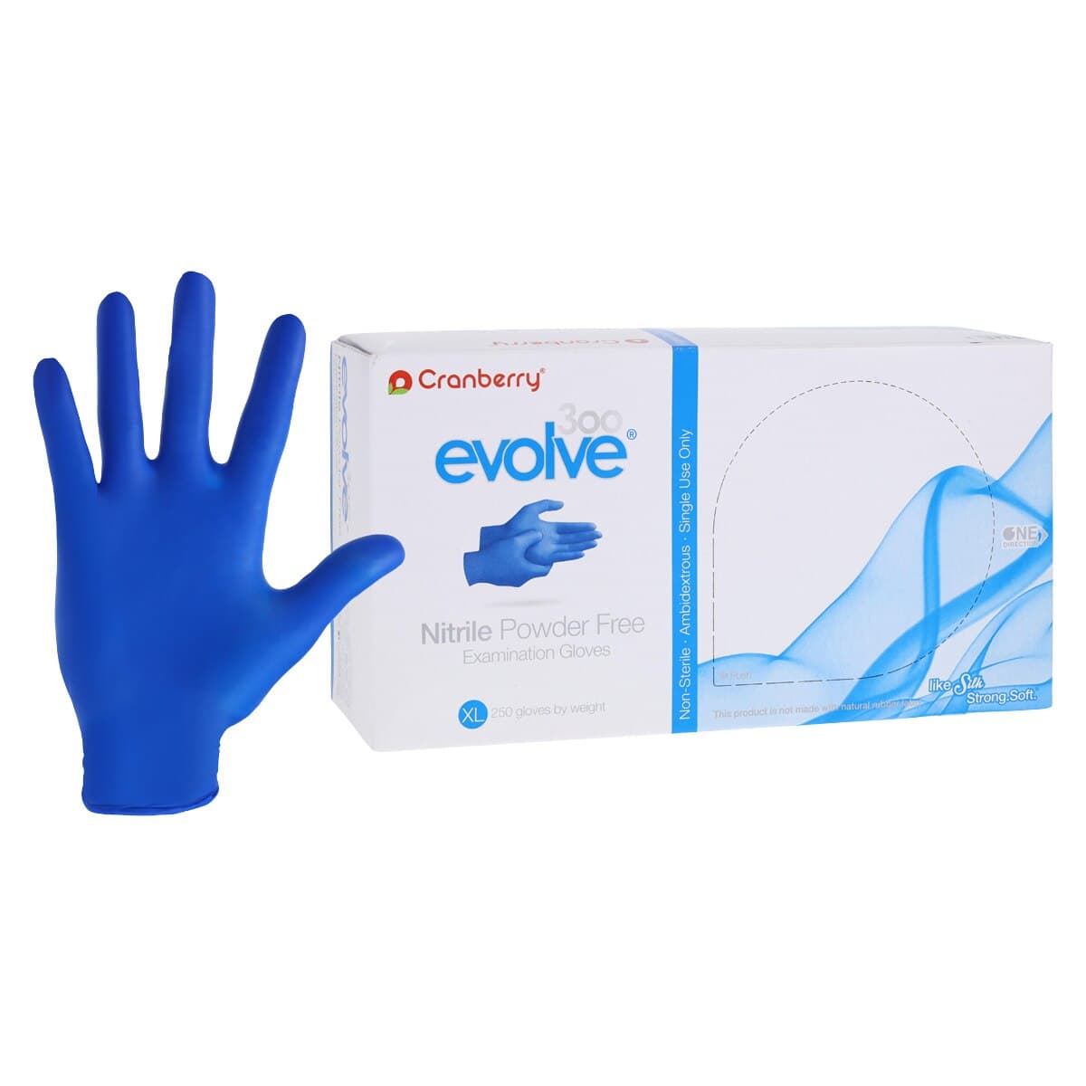 Cranberry Evolve 300 Nitrile Powder-Free Exam Gloves, X-Large, Royal Blue, 250/Box, CR3309 thumbnail 2