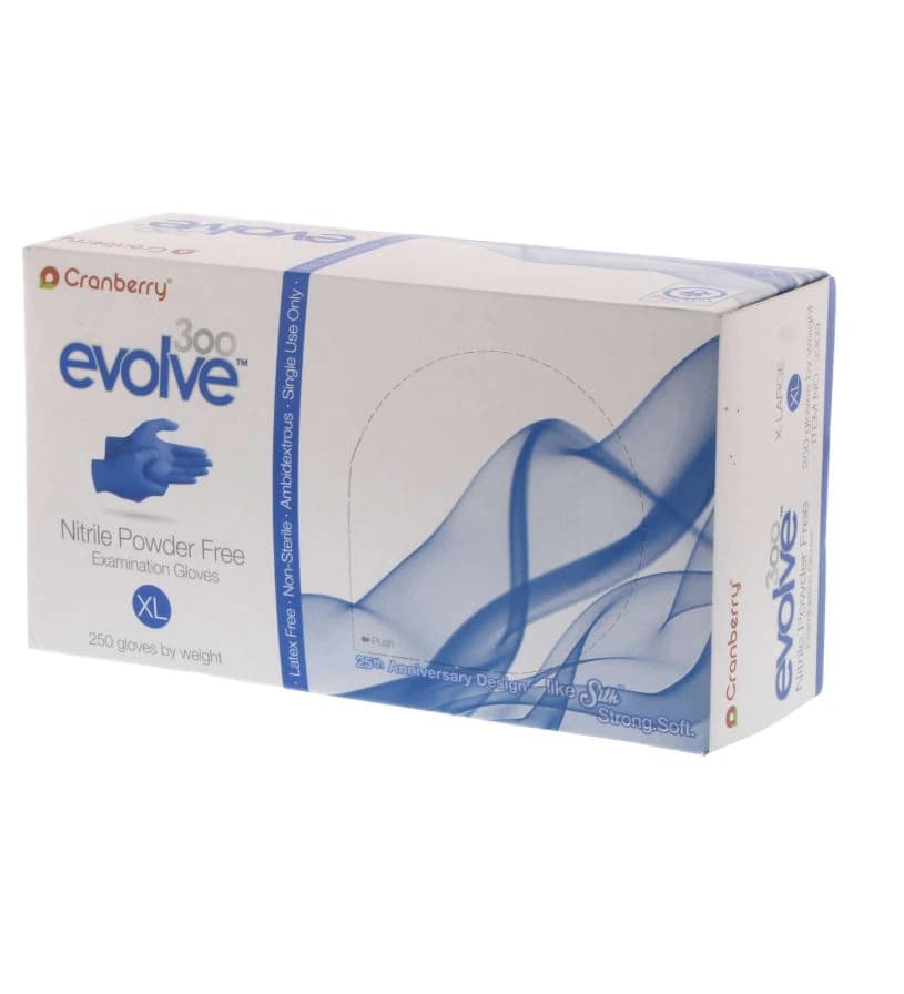 Cranberry Evolve 300 Nitrile Powder-Free Exam Gloves, X-Large, Royal Blue, 250/Box, CR3309 - KNK - Cranberry Evolve Nitrile Powder Free Exam Gloves - X-Large - Image 1
