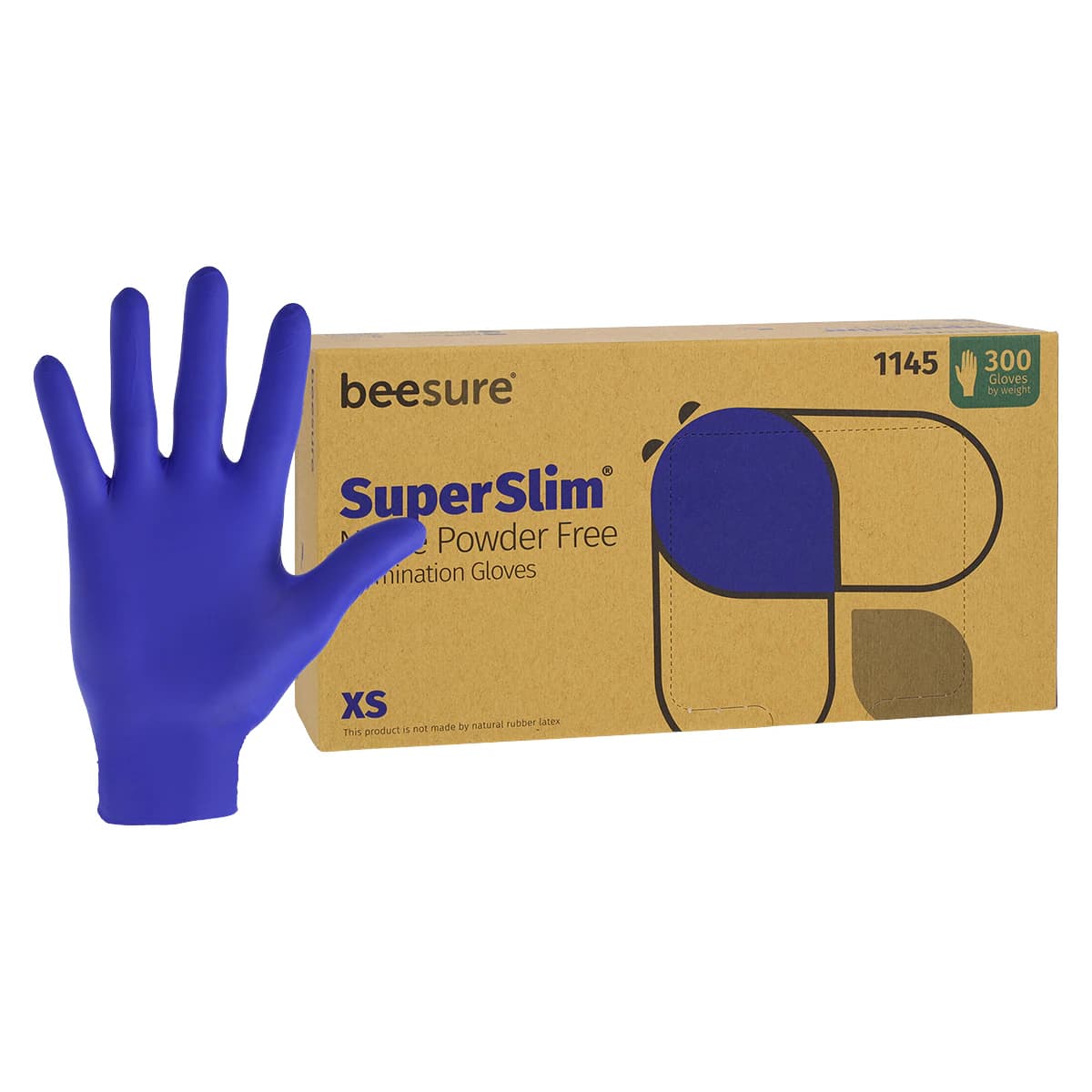 BeeSure SuperSlim Nitrile Examination Gloves, Powder-Free, Non-Sterile, Extra Small, Cobalt Blue, 300/Box, BE1145 - BeeSure SuperSlim Nitrile Examination Gloves, Powder-Free, Extra Small, Cobalt Blue, 300/Box, BE1145 - Image 1