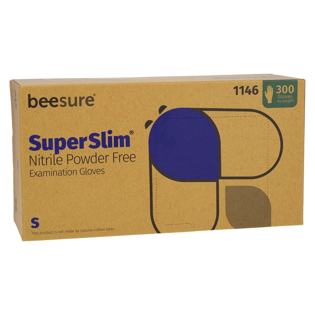 BeeSure SuperSlim Nitrile Examination Gloves, Powder-Free, Non-Sterile, Small, Cobalt Blue, 300/Box, BE1146 thumbnail 3