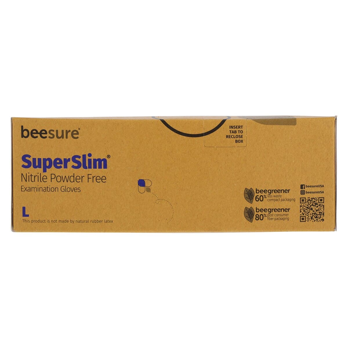 BeeSure SuperSlim Nitrile Examination Gloves, Powder-Free, Non-Sterile, Large, Cobalt Blue, 300/Box, BE1148 thumbnail 4