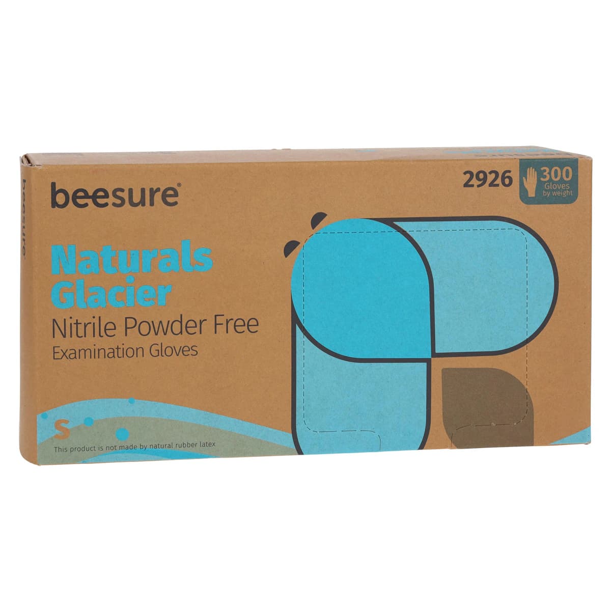 BeeSure Naturals Glacier Nitrile Examination Gloves, Powder-Free, Non-Sterile, Small, Glacier Blue, Textured Fingertips, 300/Box, BE2926 thumbnail 4