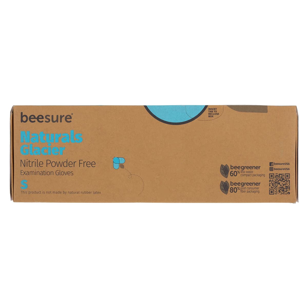 BeeSure Naturals Glacier Nitrile Examination Gloves, Powder-Free, Non-Sterile, Small, Glacier Blue, Textured Fingertips, 300/Box, BE2926 thumbnail 5