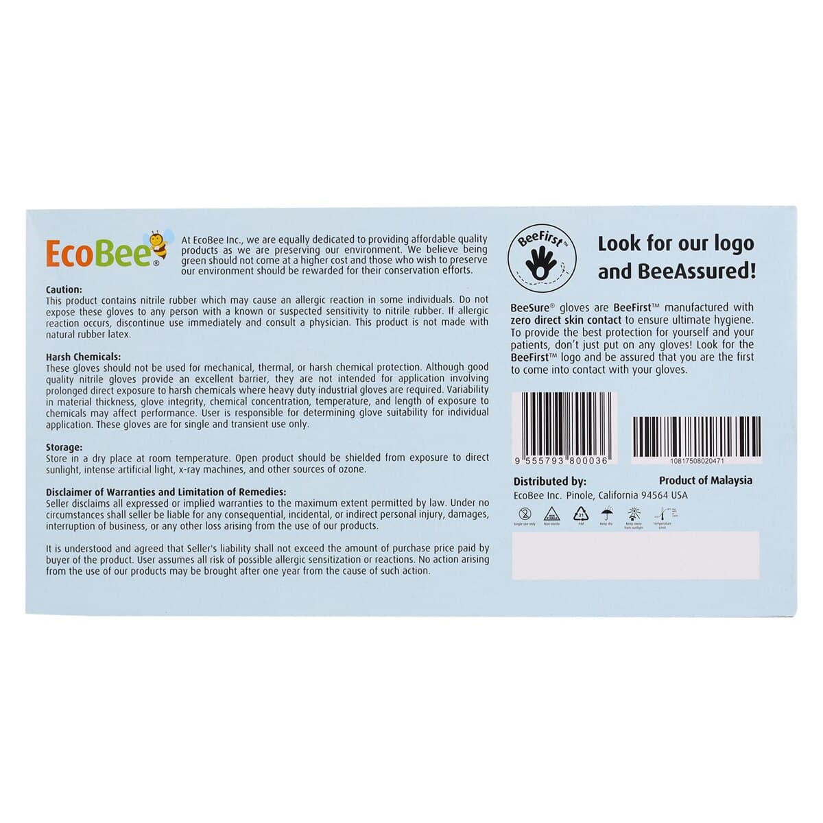 BeeSure Naturals Glacier Nitrile Exam Gloves, Powder Free, Non-Sterile, Large, Glacier Blue, 300/Box, BE2928 thumbnail 9