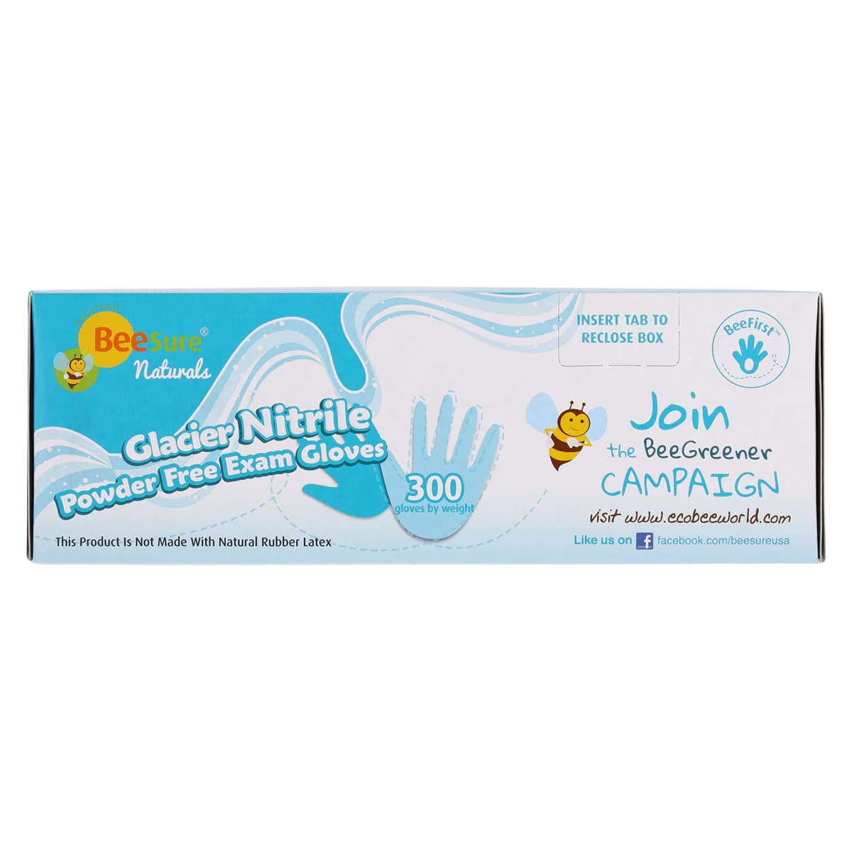 BeeSure Naturals Glacier Nitrile Exam Gloves, Powder Free, Non-Sterile, Large, Glacier Blue, 300/Box, BE2928 thumbnail 5