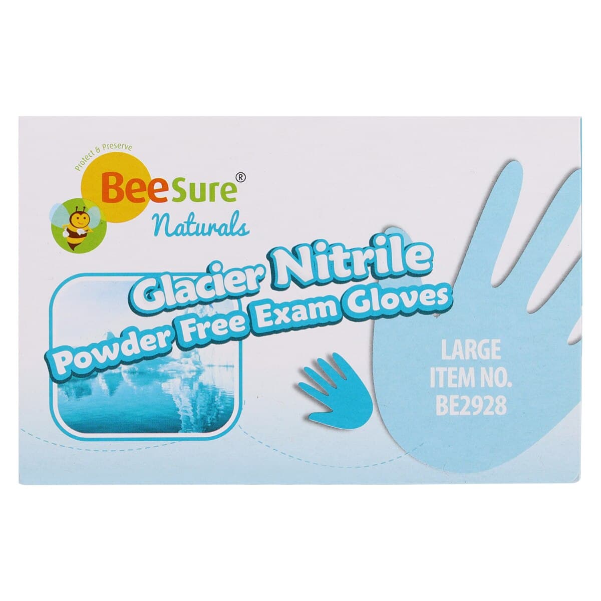 BeeSure Naturals Glacier Nitrile Exam Gloves, Powder Free, Non-Sterile, Large, Glacier Blue, 300/Box, BE2928 thumbnail 8
