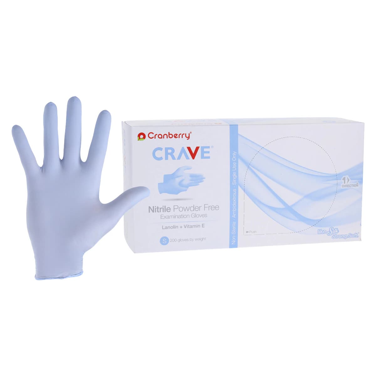Crave Nitrile Examination Gloves, Powder-Free, Non-Sterile, Small, Light Blue, 200/Box, CR3556 - Crave Nitrile Examination Gloves, Powder-Free, Small, 200/Box, CR3556 - Image 1