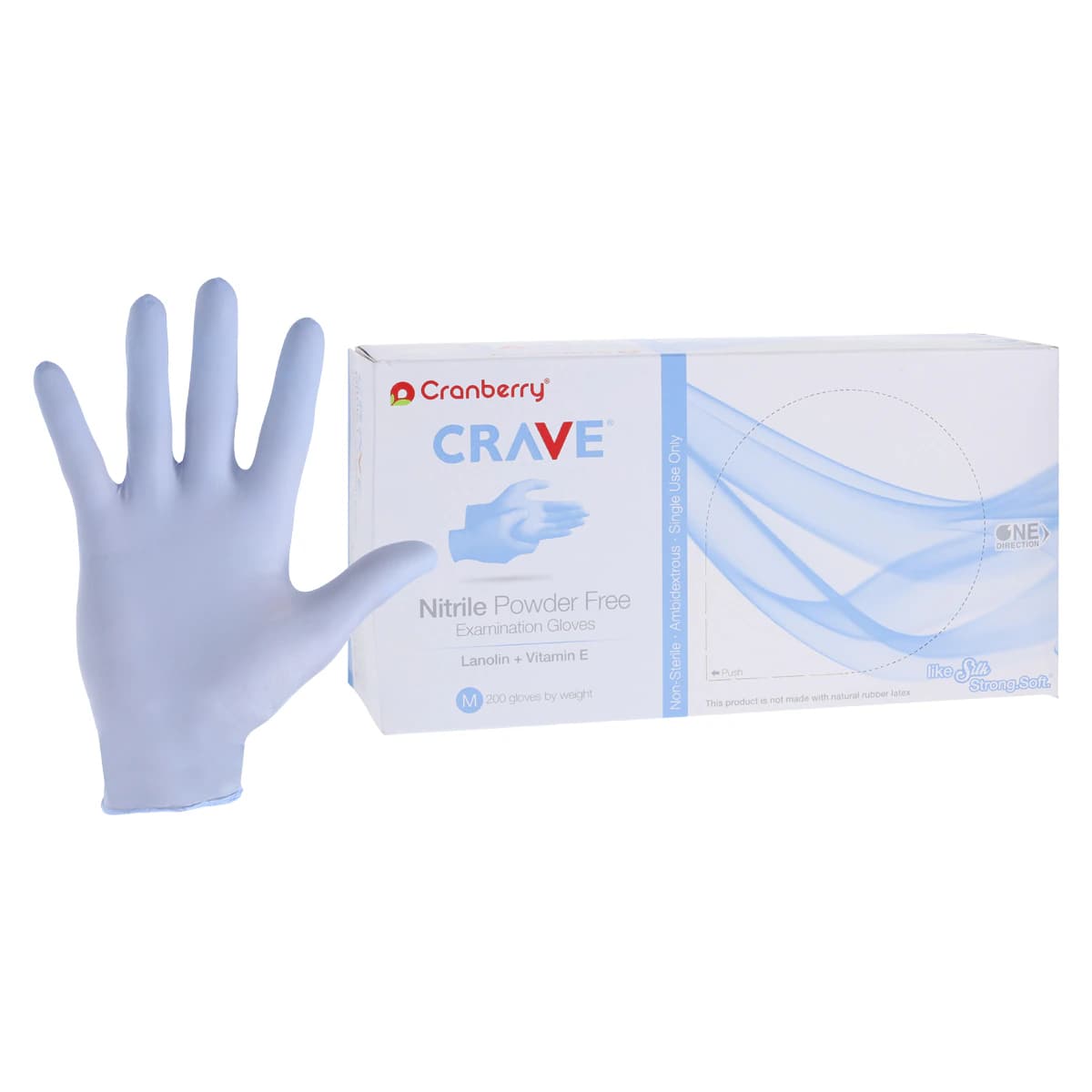 Crave Nitrile Examination Gloves, Powder-Free, Non-Sterile, Medium, Light Blue, 200/Box, CR3557 thumbnail 2