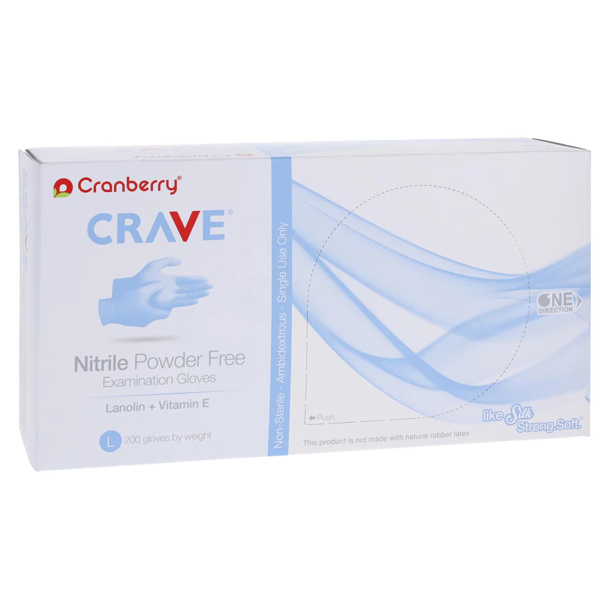 Cranberry Crave Nitrile Exam Gloves, Powder Free, Non-Sterile, Large, Ice Blue, 200/Box, CR3558 thumbnail 4