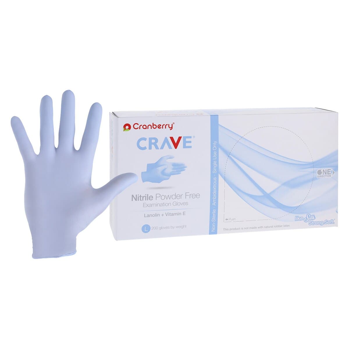 Cranberry Crave Nitrile Exam Gloves, Powder Free, Non-Sterile, Large, Ice Blue, 200/Box, CR3558 thumbnail 2