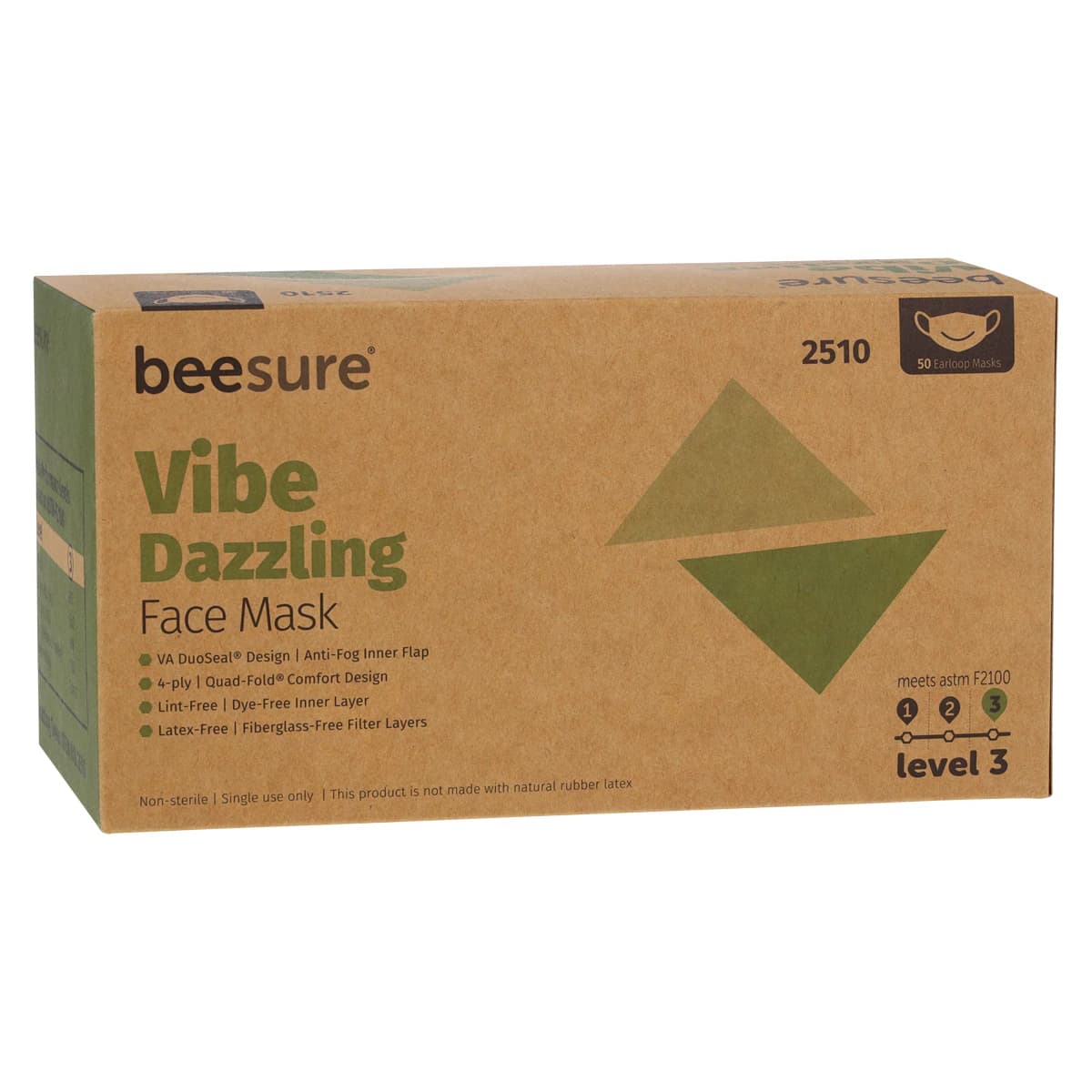 BeeSure Vibe Procedure Face Mask, ASTM Level 3, Dazzling Green, 50/Box, BE2510 thumbnail 5