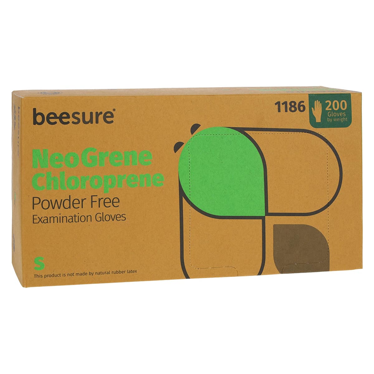 BeeSure NeoGrene Chloroprene Exam Gloves, Powder-Free, Non-Sterile, Small, Green, 200/Box, BE1186 thumbnail 5