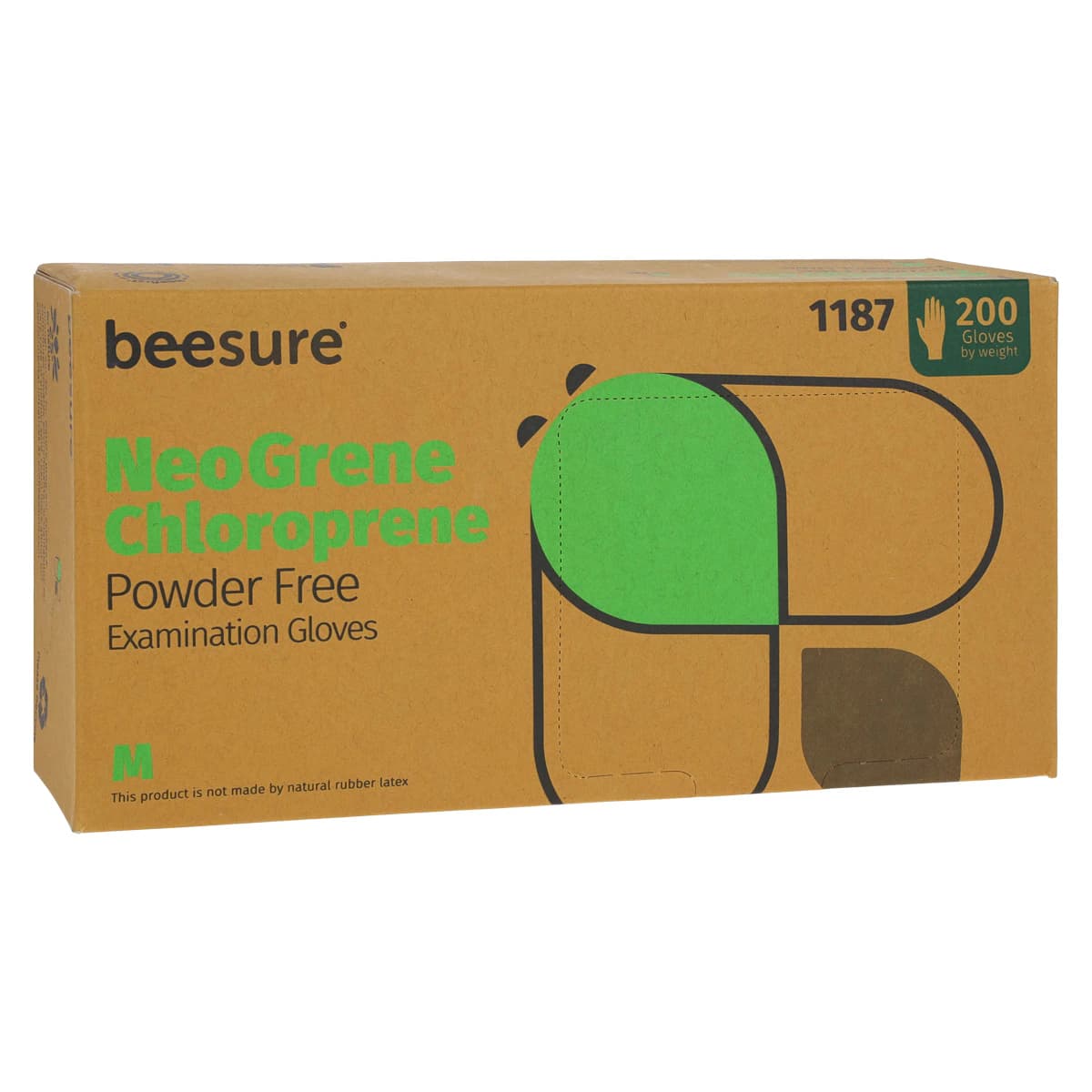 BeeSure NeoGrene Chloroprene Exam Gloves, Powder-Free, Non-Sterile, Medium, Green, 200/Box, BE1187 thumbnail 5