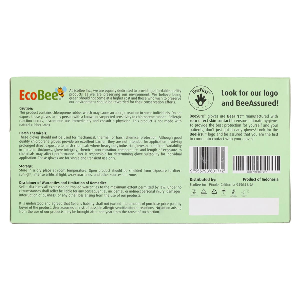 BeeSure NeoGrene Chloroprene Exam Gloves, Powder Free, Non-Sterile, Large, Green, Fingertip Textured, 200/Box, BE1188 thumbnail 10