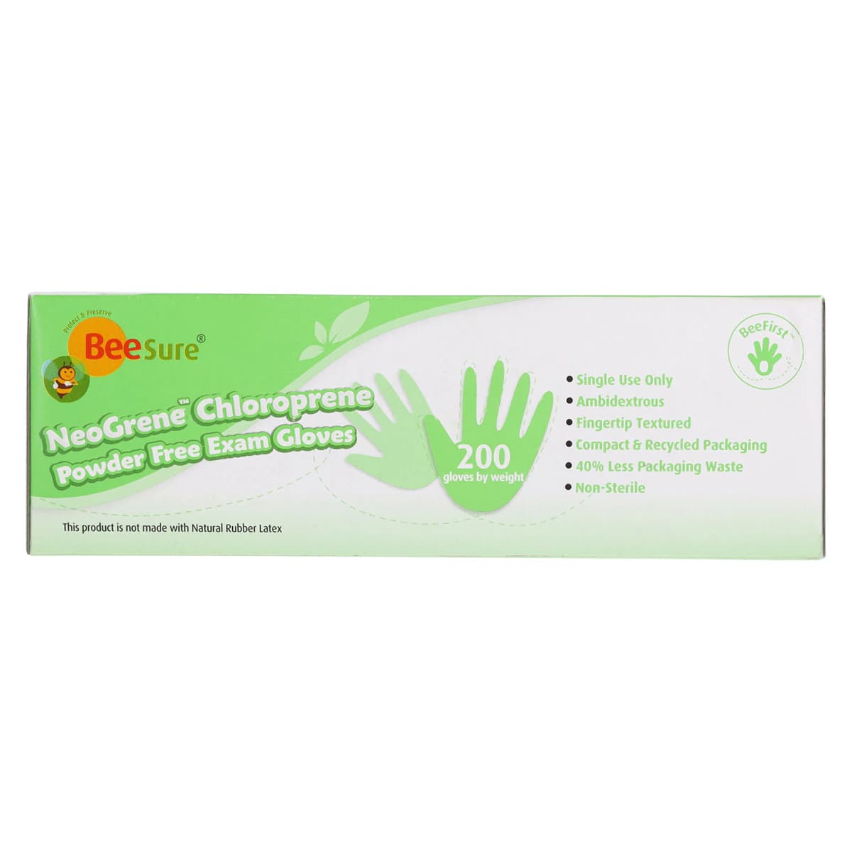 BeeSure NeoGrene Chloroprene Exam Gloves, Powder Free, Non-Sterile, Large, Green, Fingertip Textured, 200/Box, BE1188 thumbnail 7