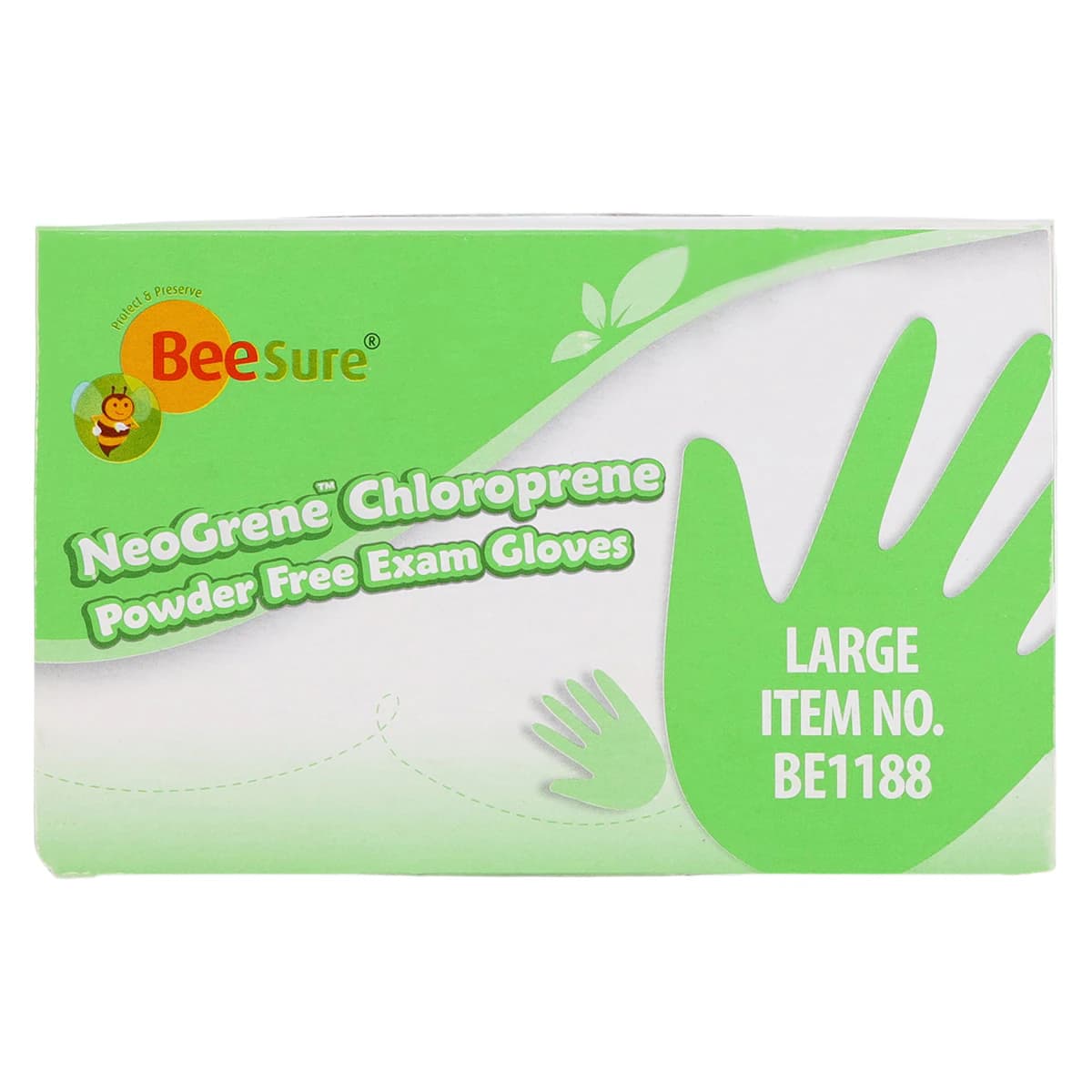 BeeSure NeoGrene Chloroprene Exam Gloves, Powder Free, Non-Sterile, Large, Green, Fingertip Textured, 200/Box, BE1188 thumbnail 8