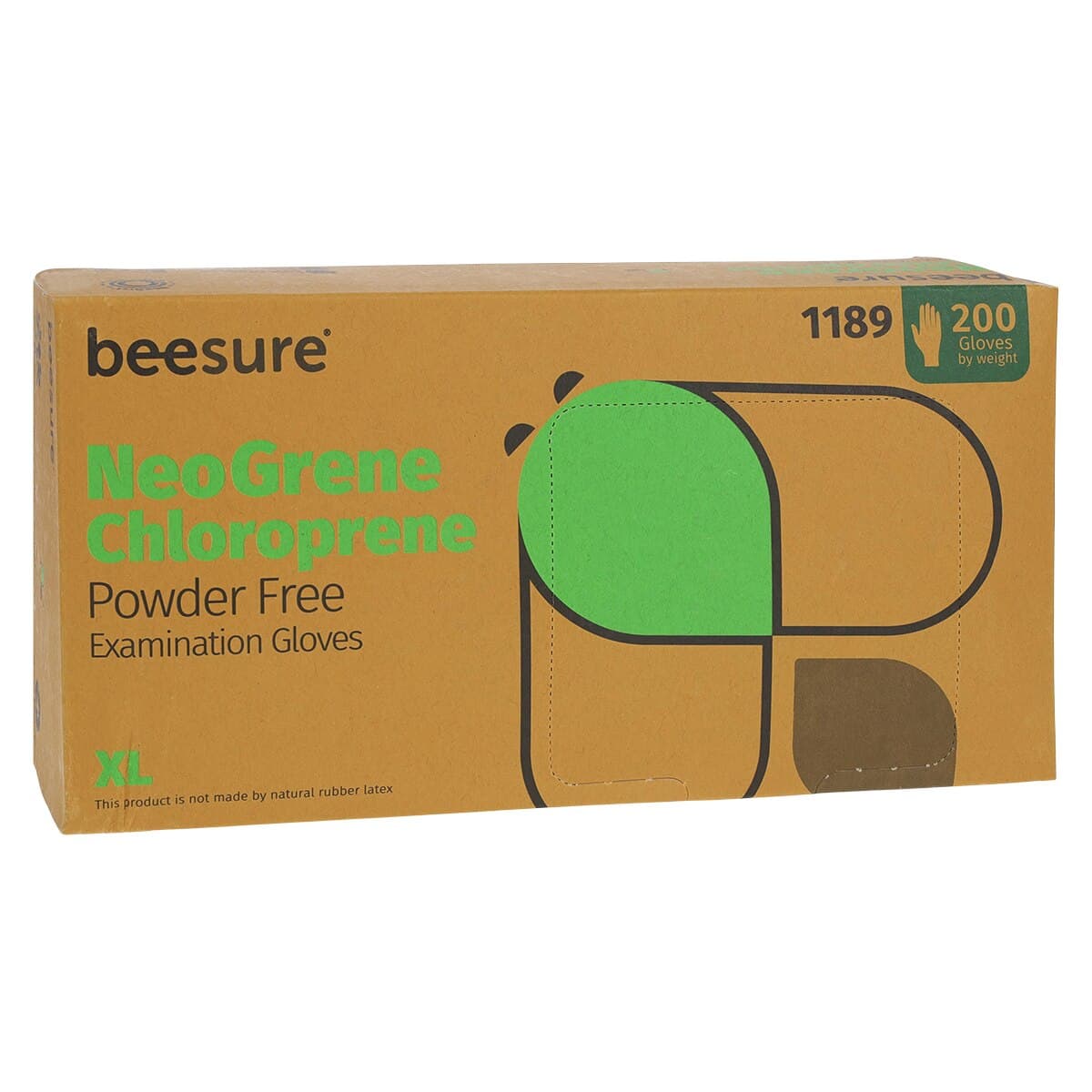 BeeSure NeoGrene Chloroprene Exam Gloves, Powder-Free, Non-Sterile, Extra Large, Green, 200/Box, BE1189 thumbnail 5
