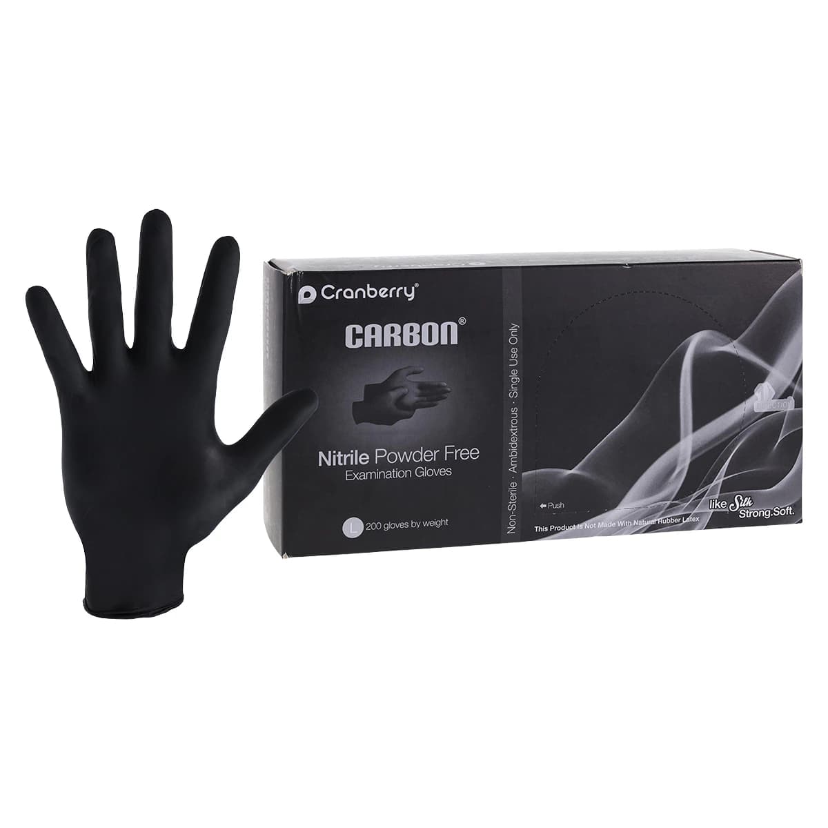 Cranberry Carbon Nitrile Exam Gloves, Powder-Free, Latex-Free, Non-Sterile, Large, Black, 200/Box, CR3238 thumbnail 2