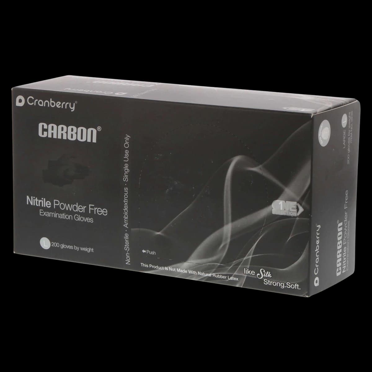 Cranberry Carbon Nitrile Exam Gloves, Powder-Free, Latex-Free, Non-Sterile, Large, Black, 200/Box, CR3238 - Carbon Nitrile Exam Gloves Large Black Box of 200 - Image 1