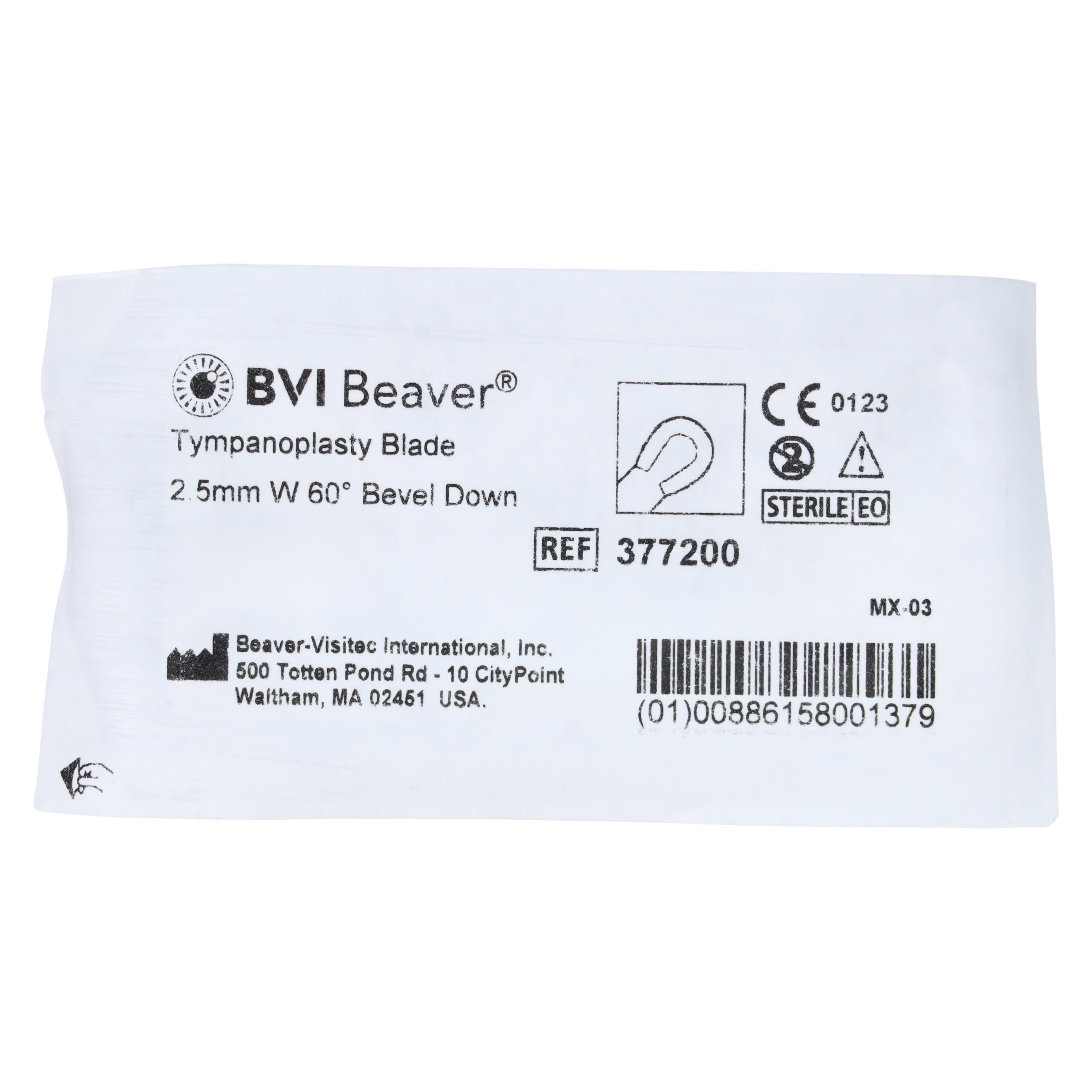 Beaver-Visitec Otolaryngology Angled Tip Tympanoplasty Blade, Sterile, Steel thumbnail 3