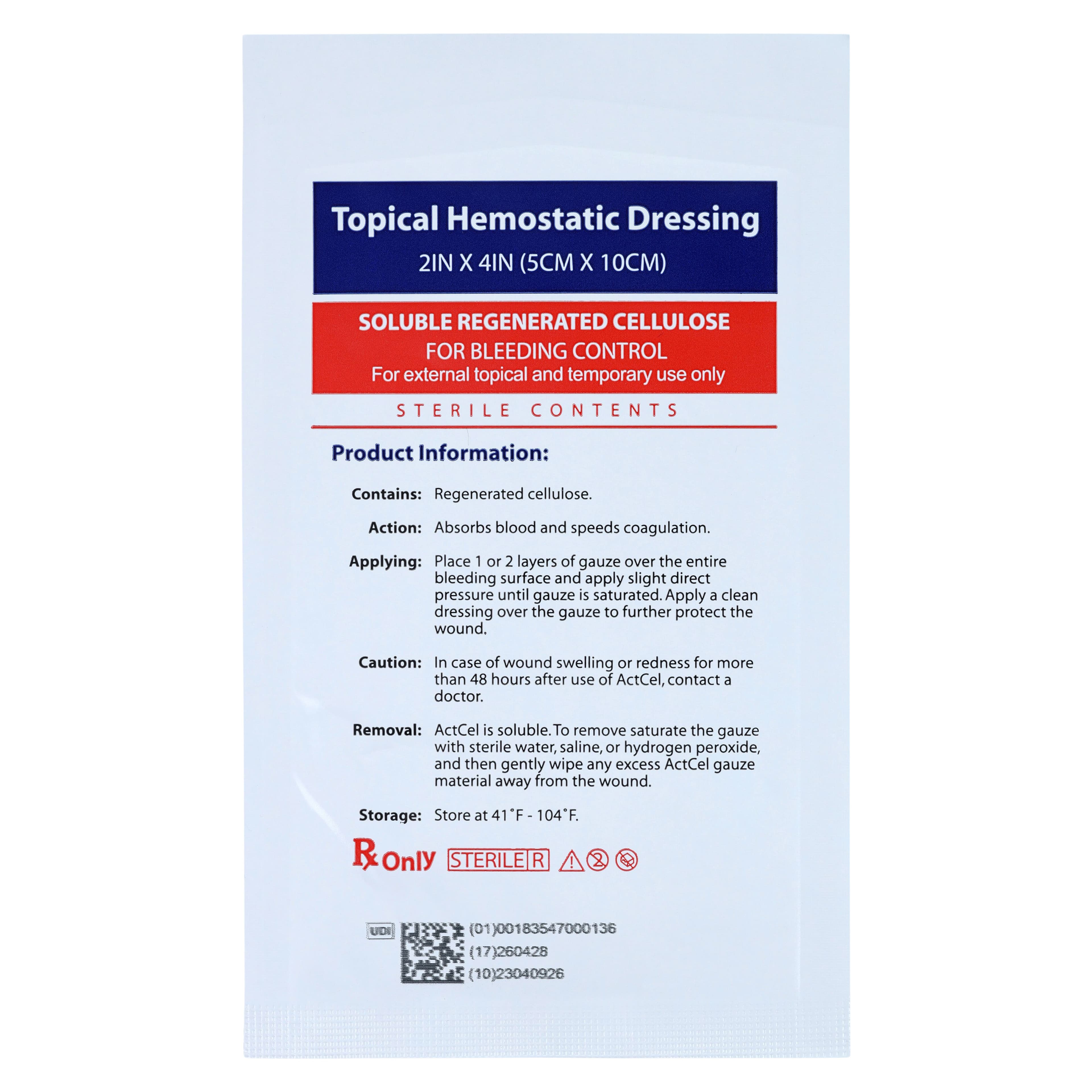 ActCel Hemostatic Gauze Dressing, 2" x 4", Box of 20 thumbnail 4