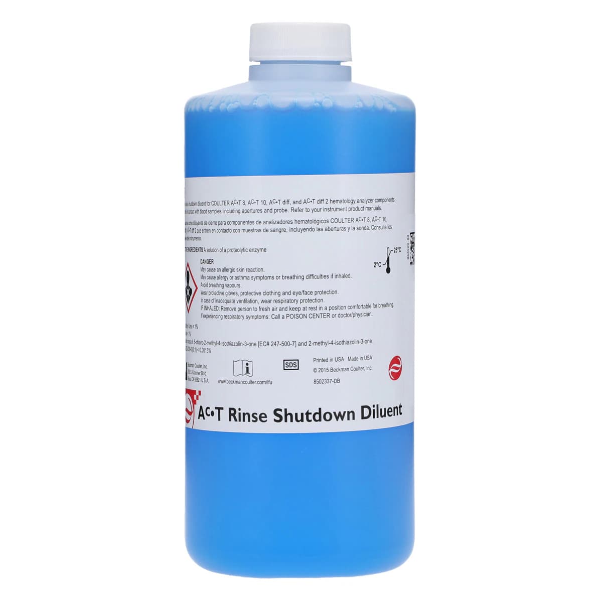 Beckman Coulter Ac-T Rinse Shutdown Diluent, 500 mL, For CT 8/10/Diff/Diff 2 - Act Rinse - Image 1