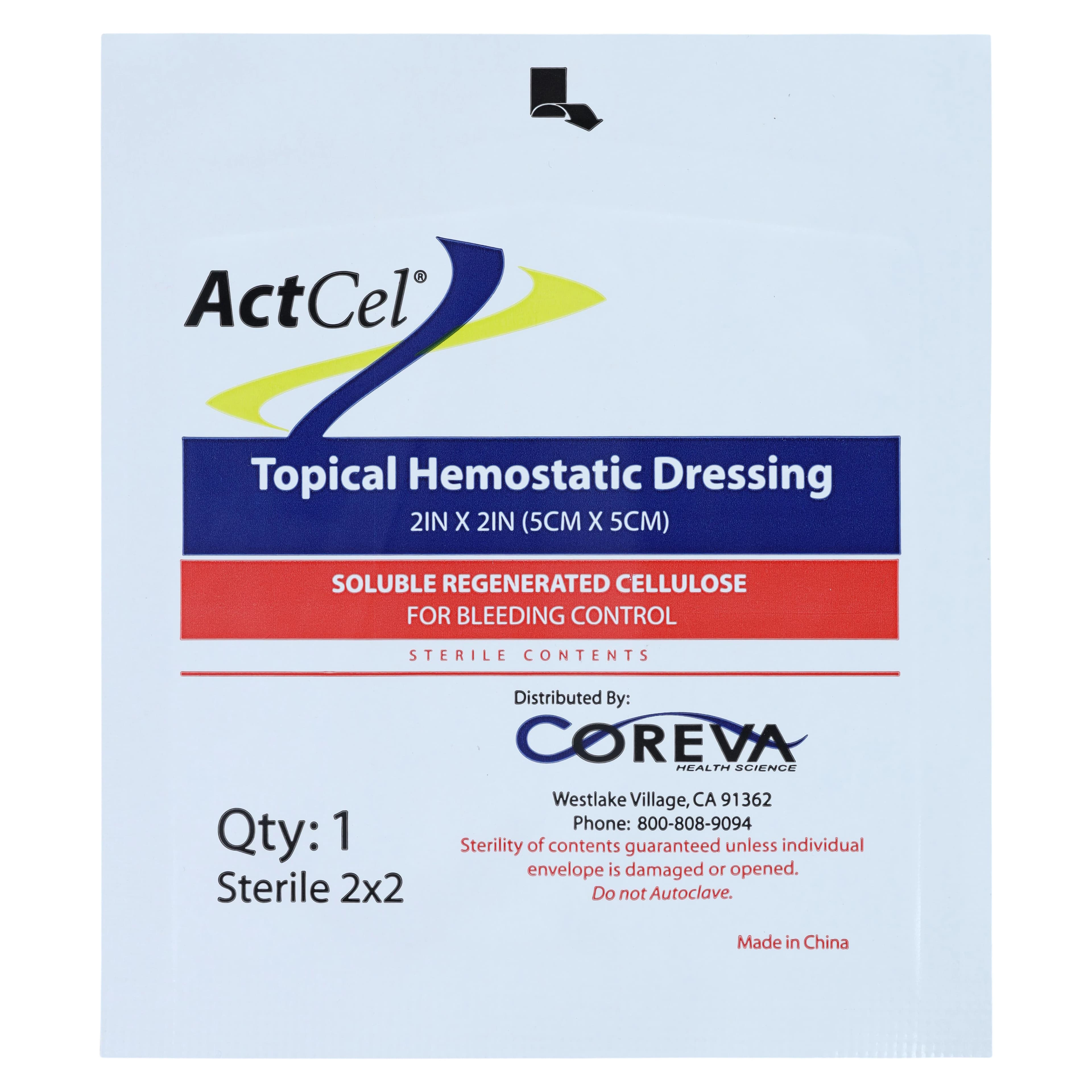 ActCel Hemostatic Gauze 2" x 2", Box of 20, 183547000228 thumbnail 3