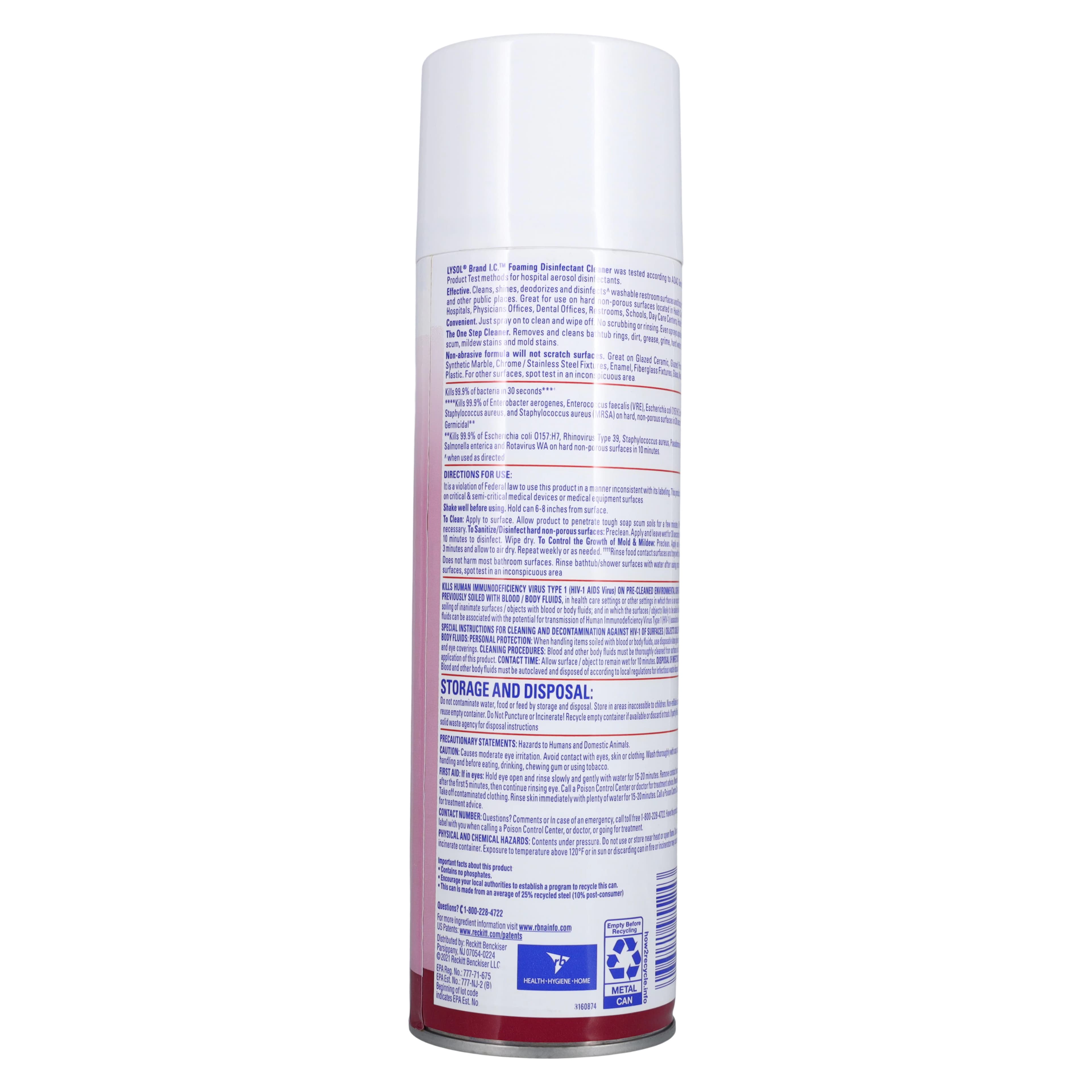 Lysol I.C. Brand Foaming Disinfectant Cleaner, 24 oz Aerosol Can, Fresh Scent thumbnail 2