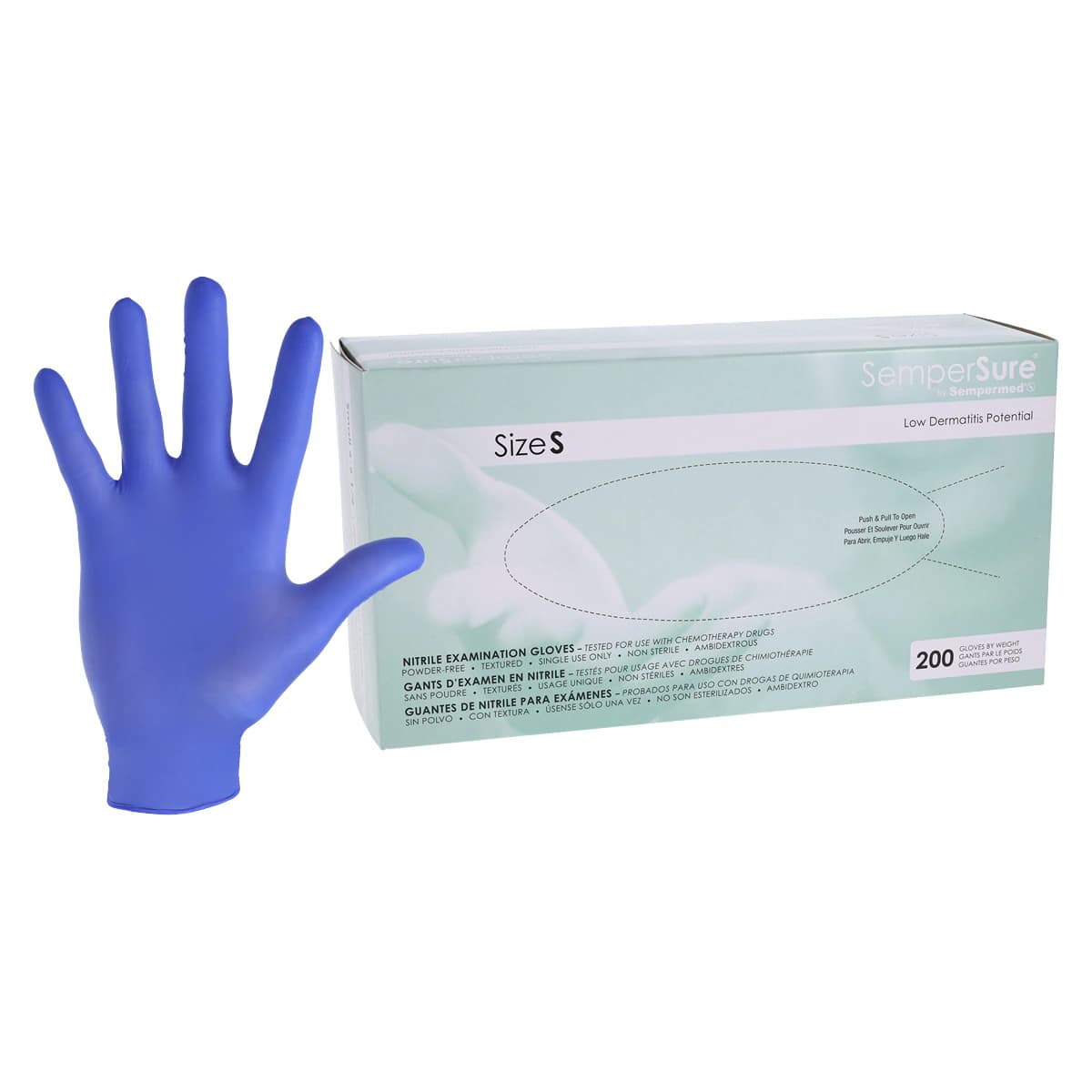 SemperSure Tender Touch Nitrile Exam Gloves, Powder Free, Non-Sterile, Small, Purple, 200/Box - SemperSure Tender Touch Nitrile Exam Gloves - Image 1