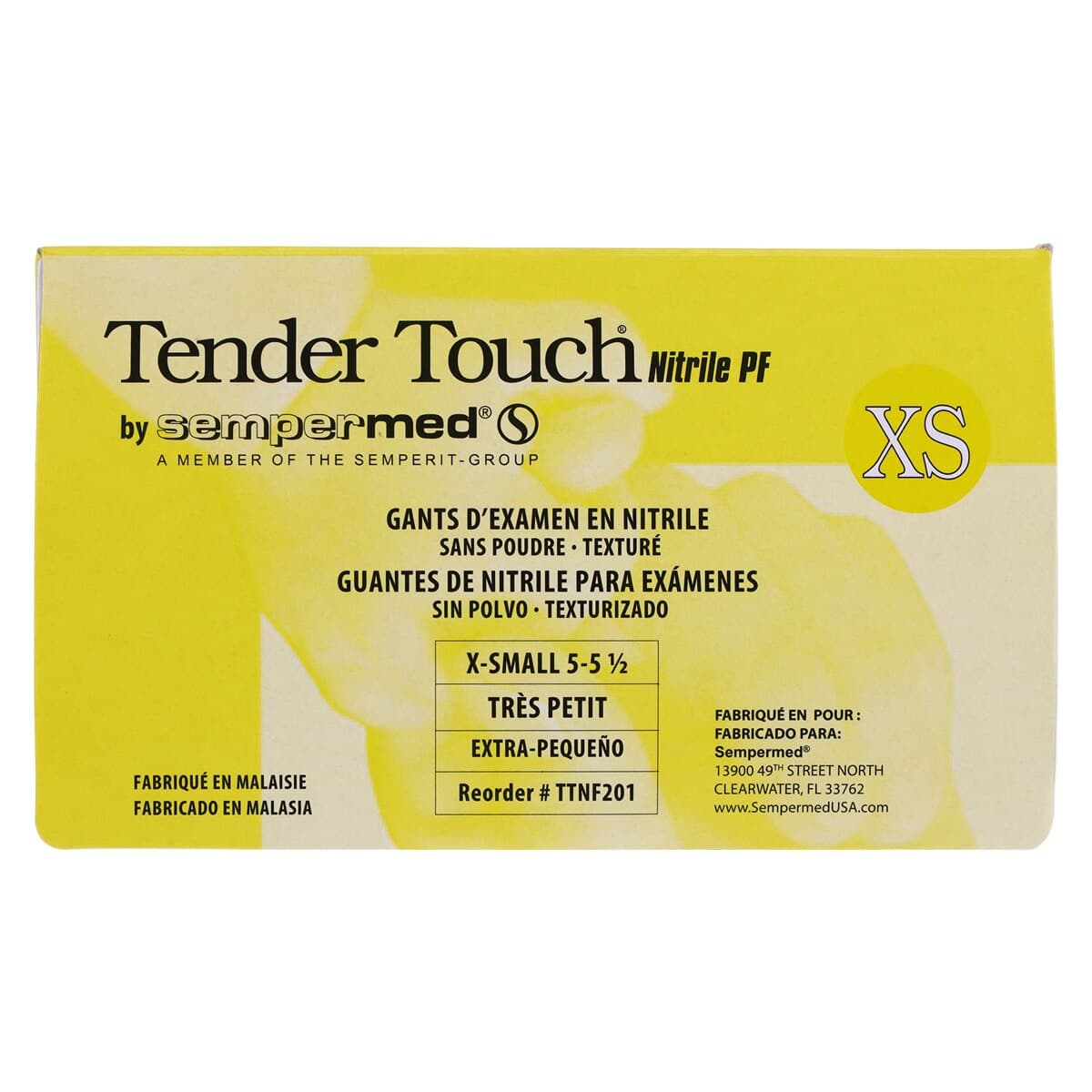 Sempermed Tender Touch Nitrile Exam Gloves, X-Small, Powder-Free, Textured Fingertips, Violet, 200/Box, TTNF201 thumbnail 8