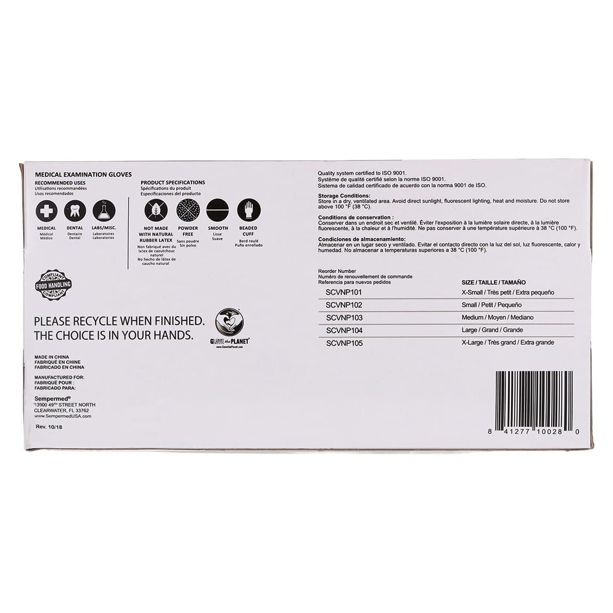 SemperCare Stretch Vinyl Exam Gloves, Powder Free, Non-Sterile, X-Large, Cream, 100/Box, SCVNP105 thumbnail 8