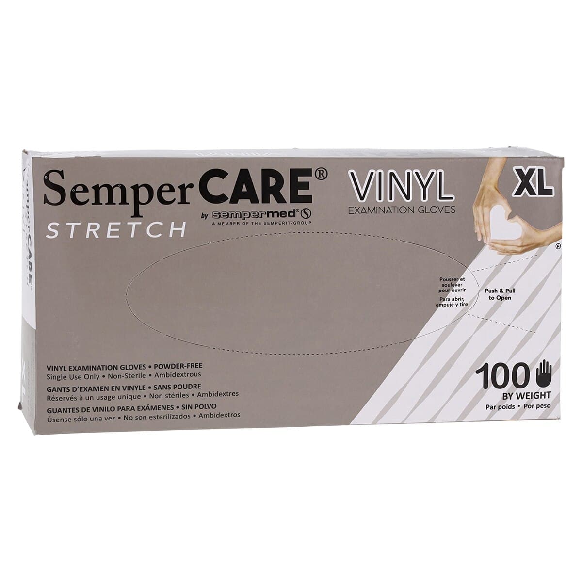 SemperCare Stretch Vinyl Exam Gloves, Powder Free, Non-Sterile, X-Large, Cream, 100/Box, SCVNP105 thumbnail 4