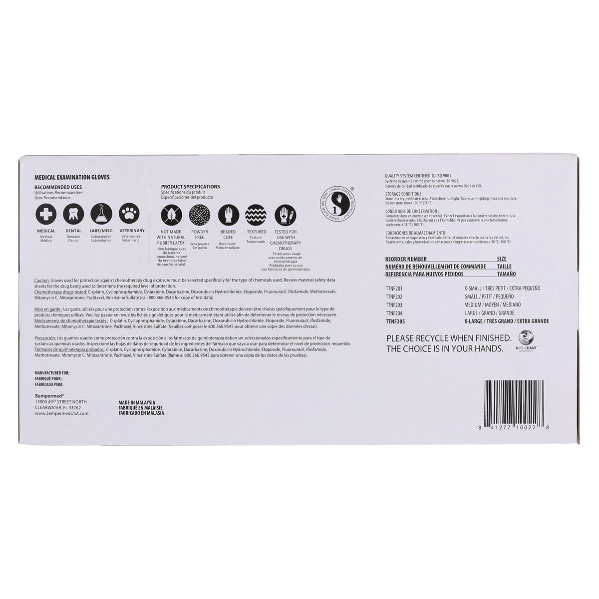 Sempermed Tender Touch Nitrile Exam Gloves, Powder-Free, Textured Fingertips, X-Large, Violet, 180/Box, TTNF205 thumbnail 9