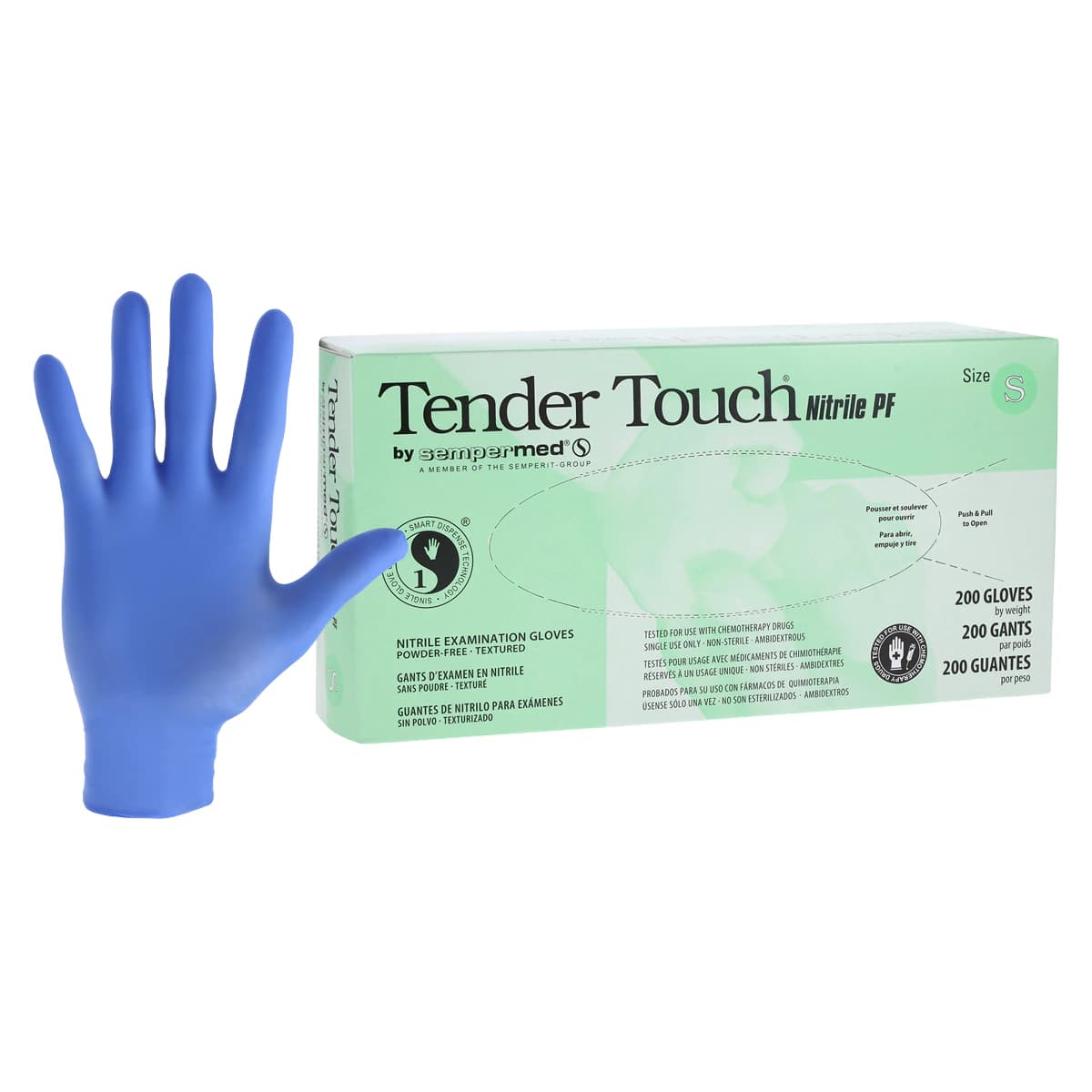 Sempermed Tender Touch Nitrile Exam Gloves, Small, Powder-Free, Textured Fingertips, Violet, 200/Box, TTNF202 thumbnail 2
