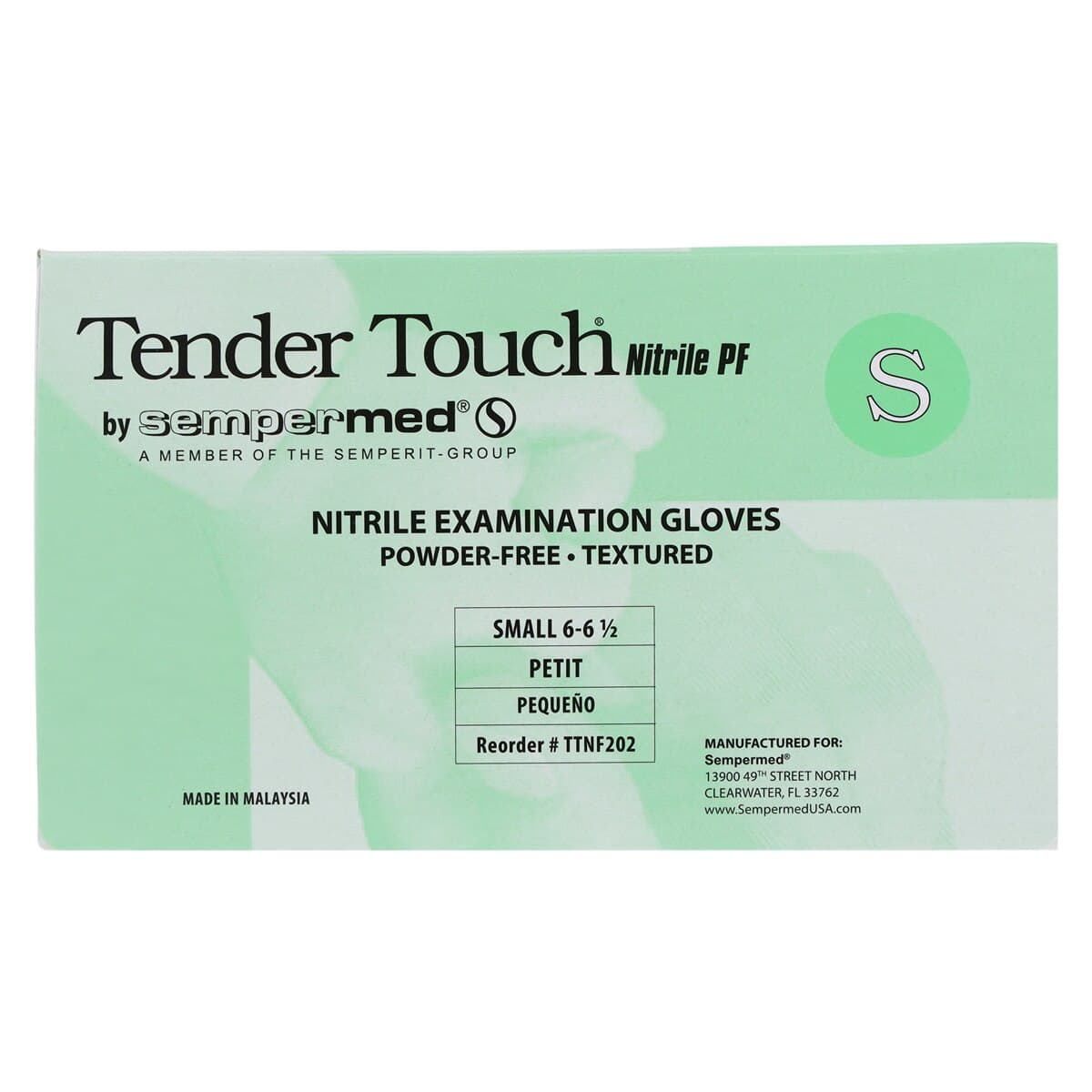 Sempermed Tender Touch Nitrile Exam Gloves, Small, Powder-Free, Textured Fingertips, Violet, 200/Box, TTNF202 thumbnail 7