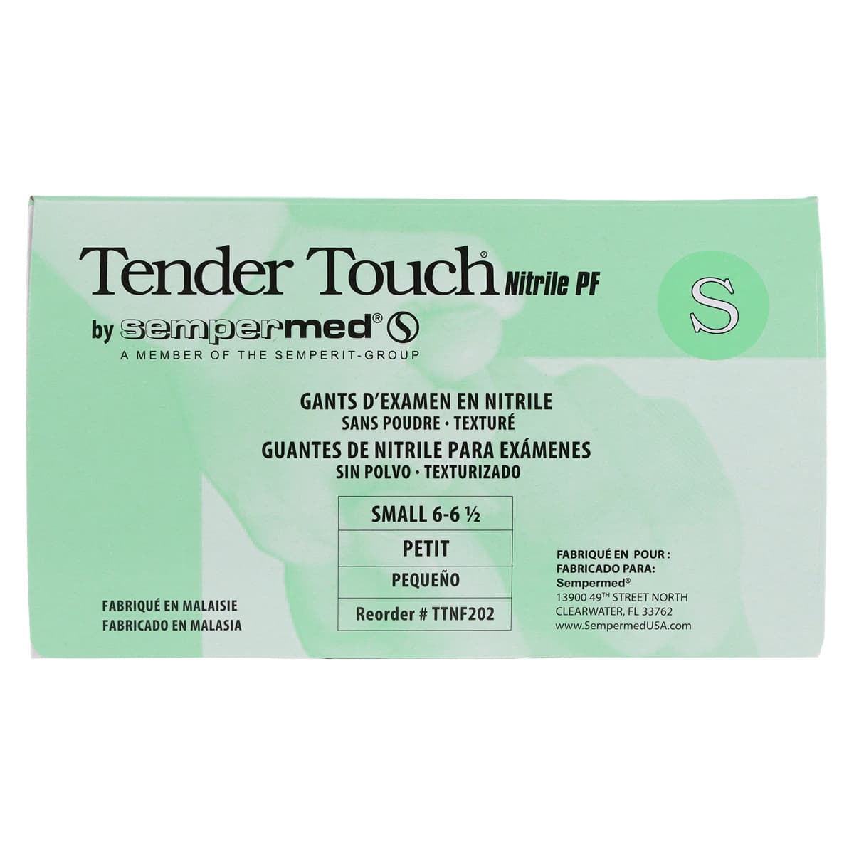 Sempermed Tender Touch Nitrile Exam Gloves, Small, Powder-Free, Textured Fingertips, Violet, 200/Box, TTNF202 thumbnail 8