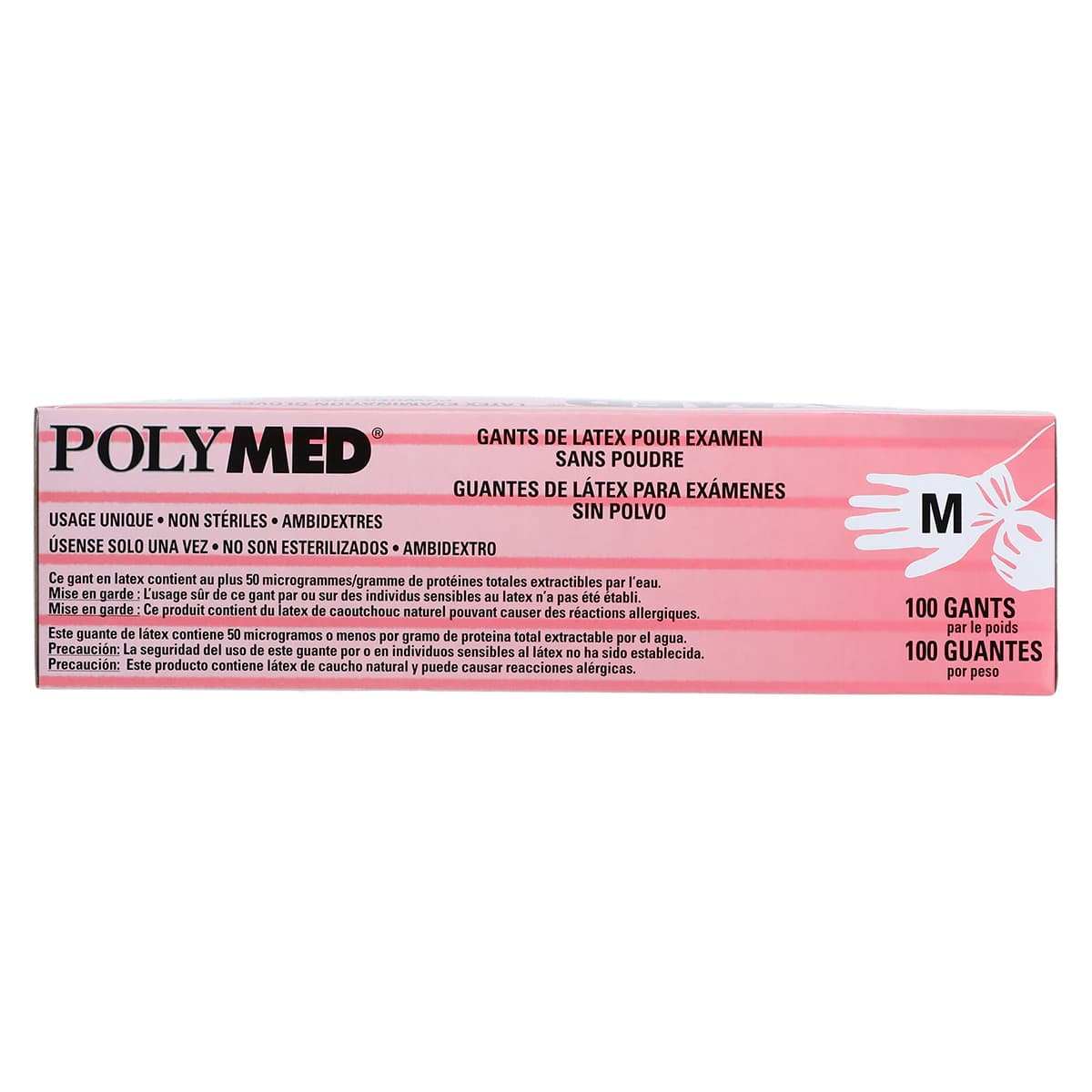Sempermed Polymed Powder-Free Latex Exam Gloves, Medium, 100/Box, PM103 thumbnail 2