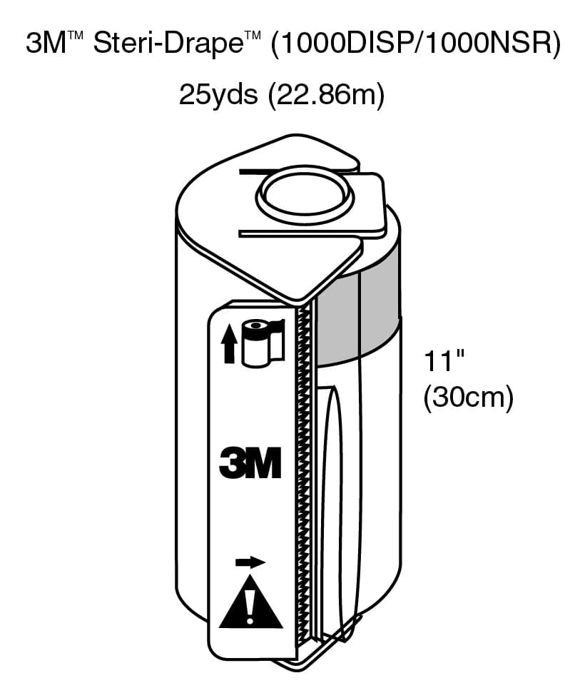3M Steri-Drape Roll Prep Drape & Dispenser, Non-Sterile, 11" x 25 yd, 1000NSR - 3M STERI-DRAPE TOWEL DRAPES 1000NSR - Image 1