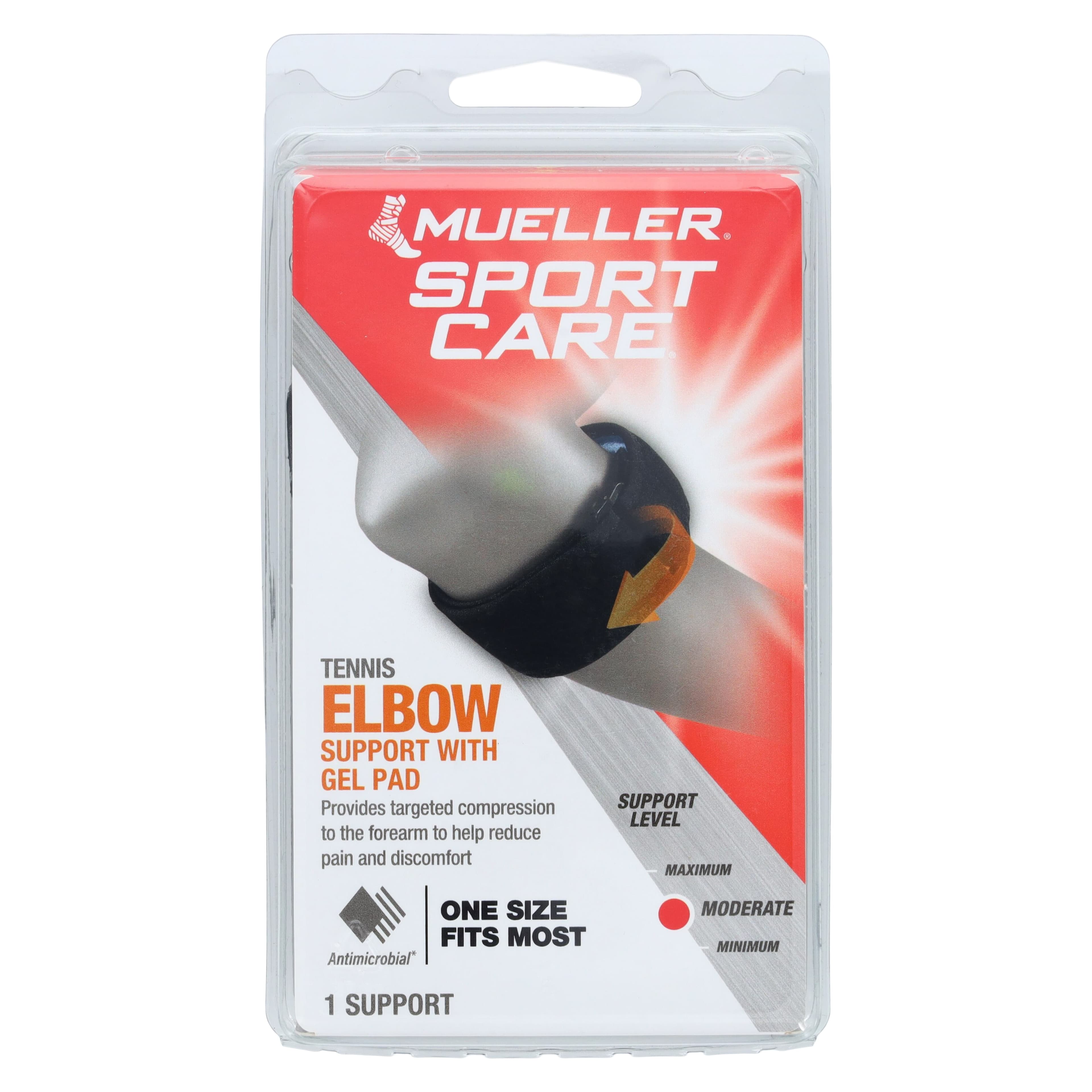 Mueller Sports Medicine Soft Support Tennis Elbow Brace with Gel Pad, One Size, Black thumbnail 3