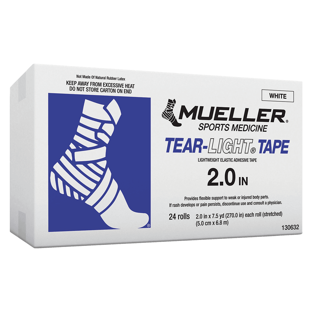 Mueller Tear-Light Elastic Athletic Tape, 2" x 7.5 yd, White, Non-Sterile, Latex-Free, 24/Case thumbnail 2