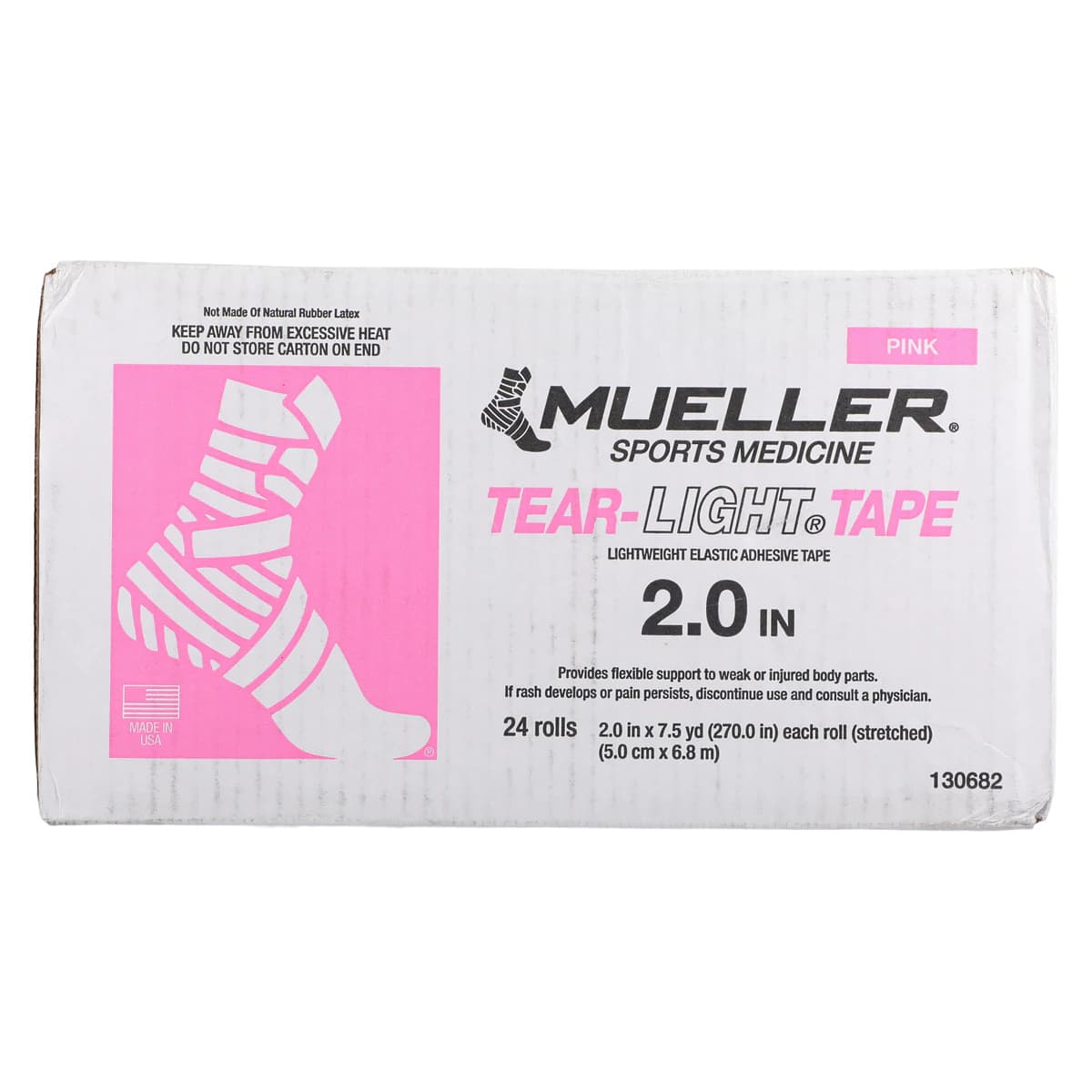 Mueller Tear-Light Athletic Tape, Elastic, Pink, 2" x 7.5 yd, 24/Case thumbnail 3