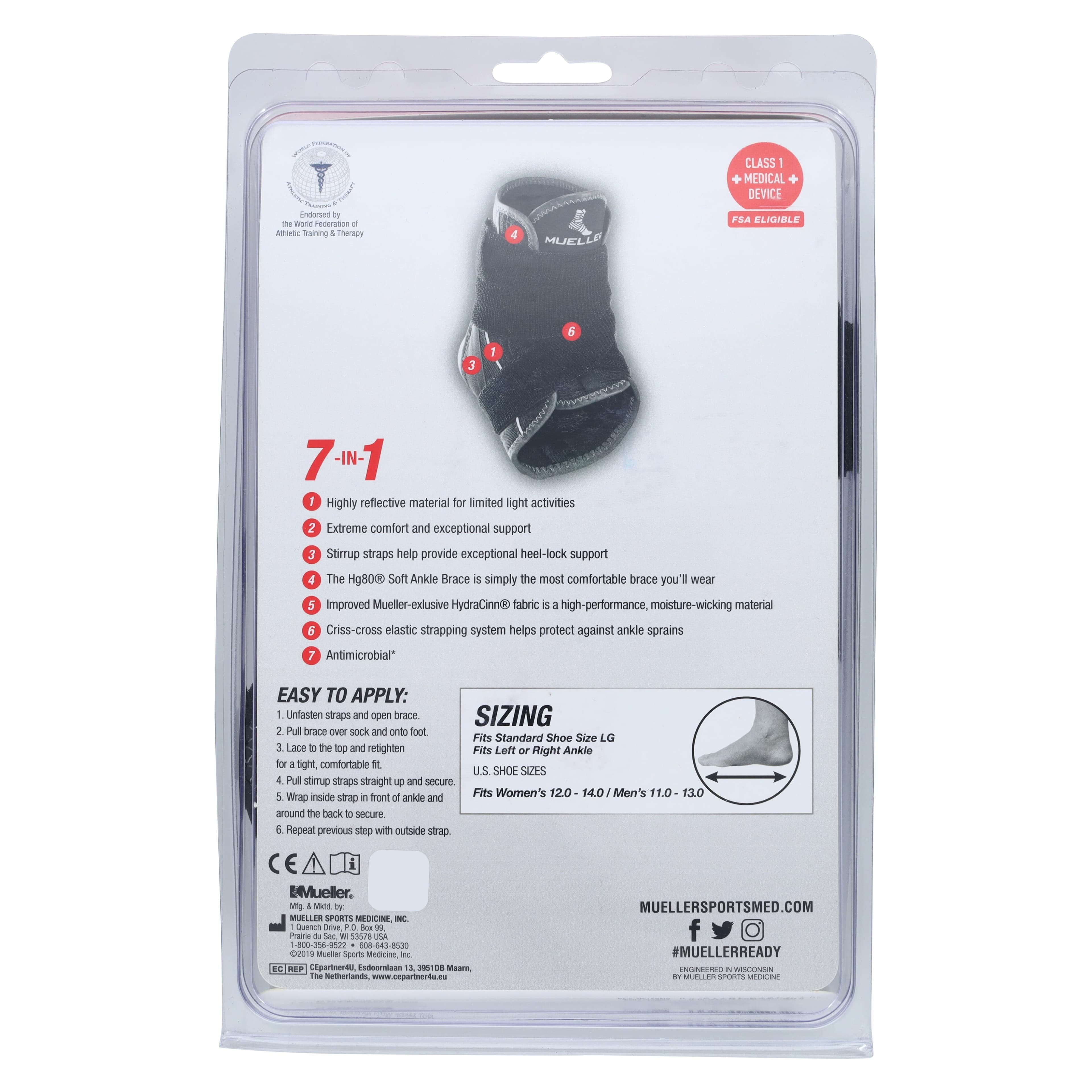 HG80 Premium Soft Stabilizing Ankle Brace, Large (Men's 11-13 / Women's 12-14), HydraCinn, Left/Right, by Mueller Sports Medicine thumbnail 8