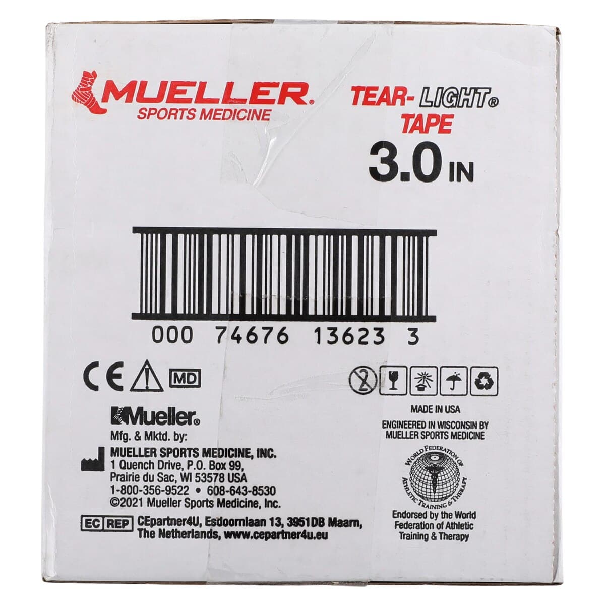 Mueller Sports Medicine Tear-Light Elastic Athletic Tape, 3" x 5 yd, White, Non-Sterile, Latex-Free, 16/Case thumbnail 4