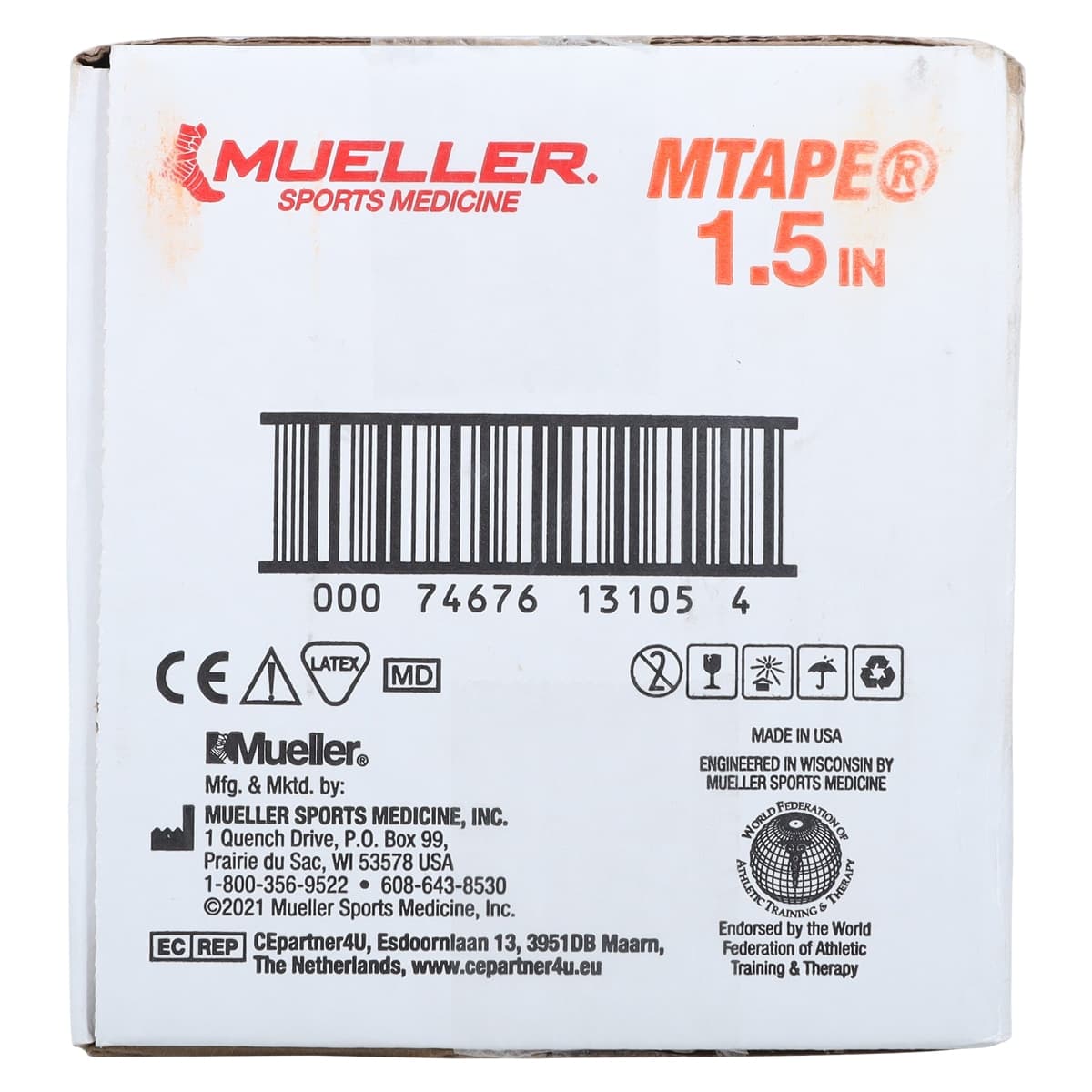 Mueller Sports Medicine Trainers Tape, Cotton/Zinc Oxide, 1.5" x 15 yd, White, Non-Sterile, 32/Case thumbnail 5